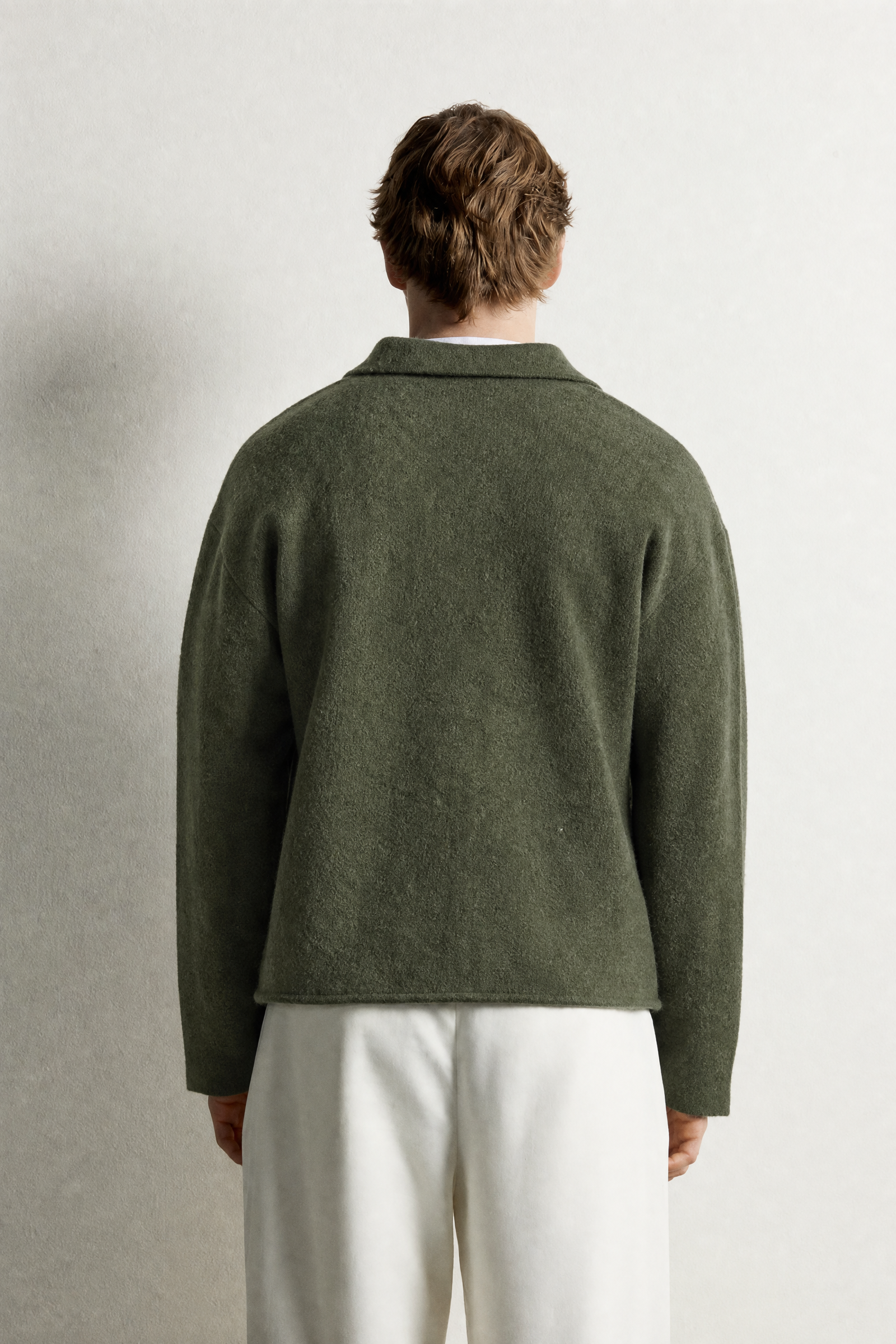 Erkek Oversize Kalıp Çift Fermuarlı Triko Ceket
