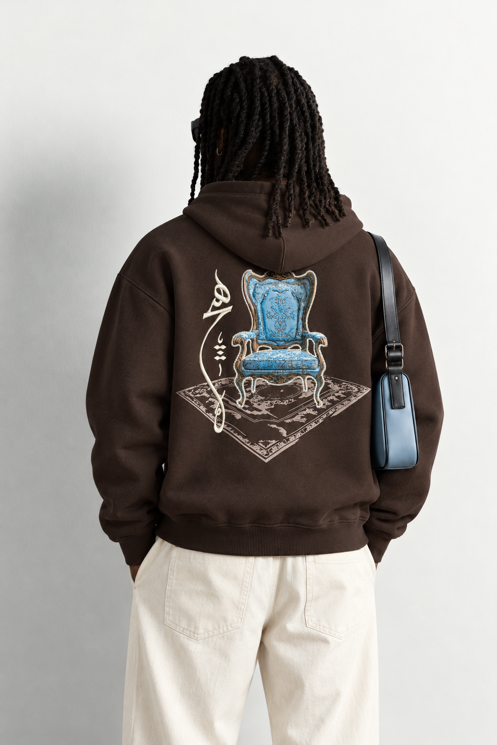 Erkek Patch Baskılı Nakışlı Şardonlu Kapüşonlu Oversize Sweatshirt