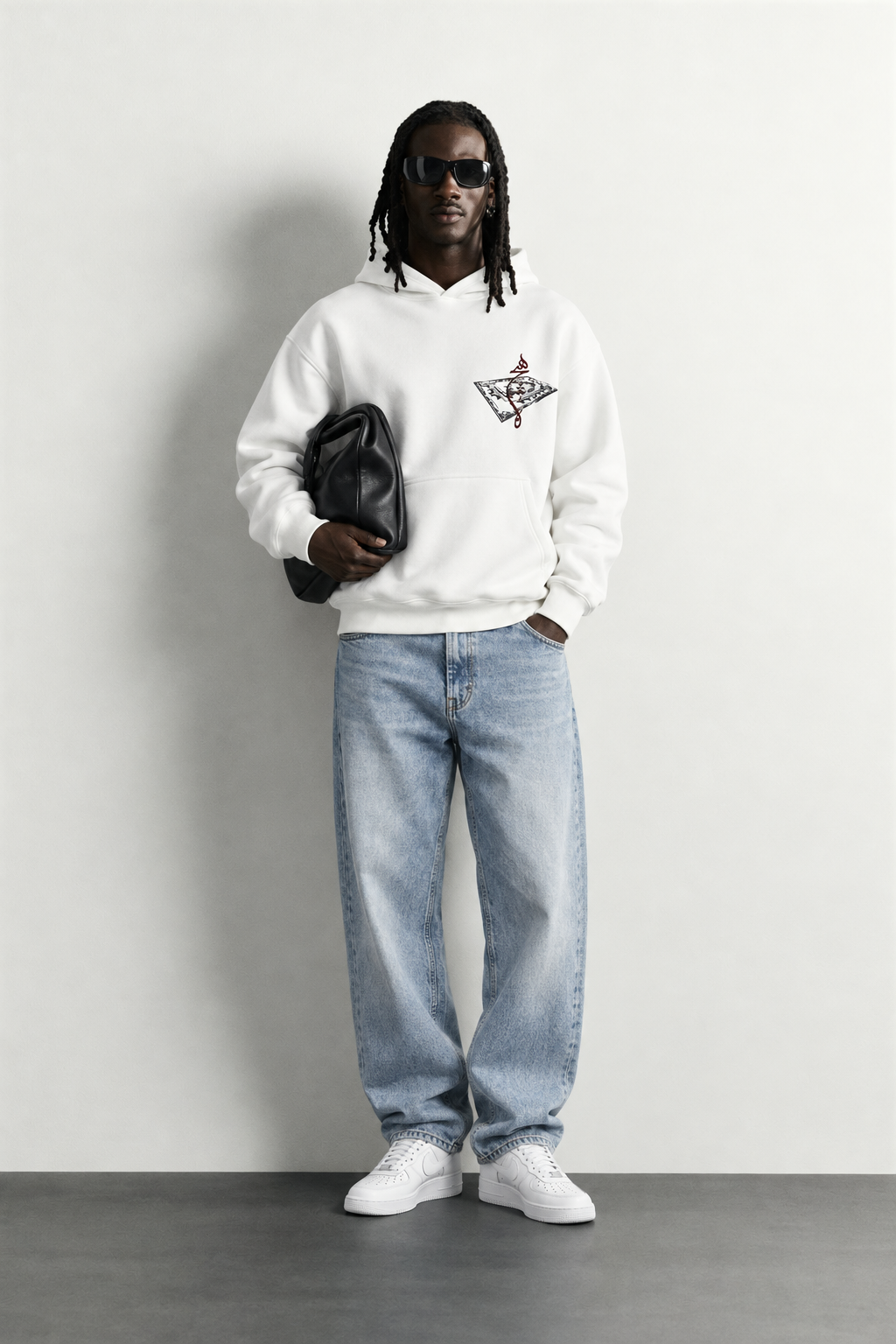 Erkek Patch Baskılı Nakışlı Şardonlu Kapüşonlu Oversize Sweatshirt