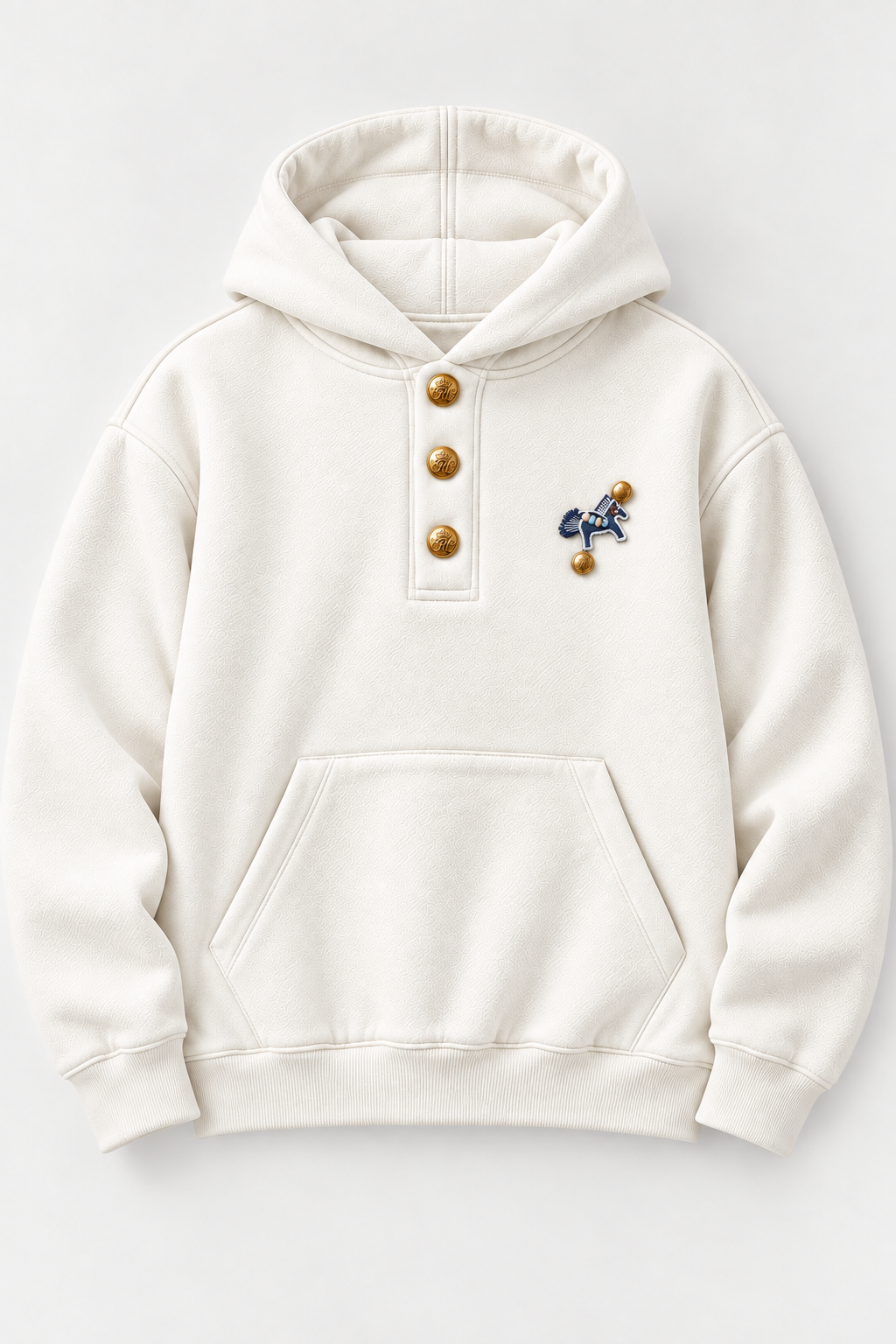 Erkek Premium Oversize Kapüşonlu İçi Şardonlu Düğmeli Sweatshirt