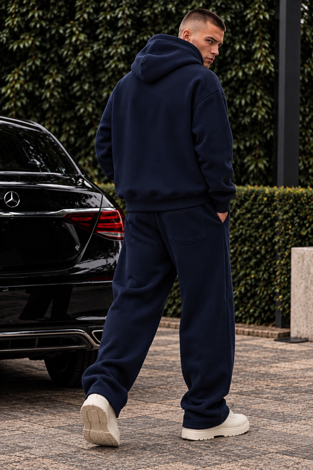 Erkek Premium Oversize Kapüşonlu İçi Şardonlu Düğmeli Sweatshirt