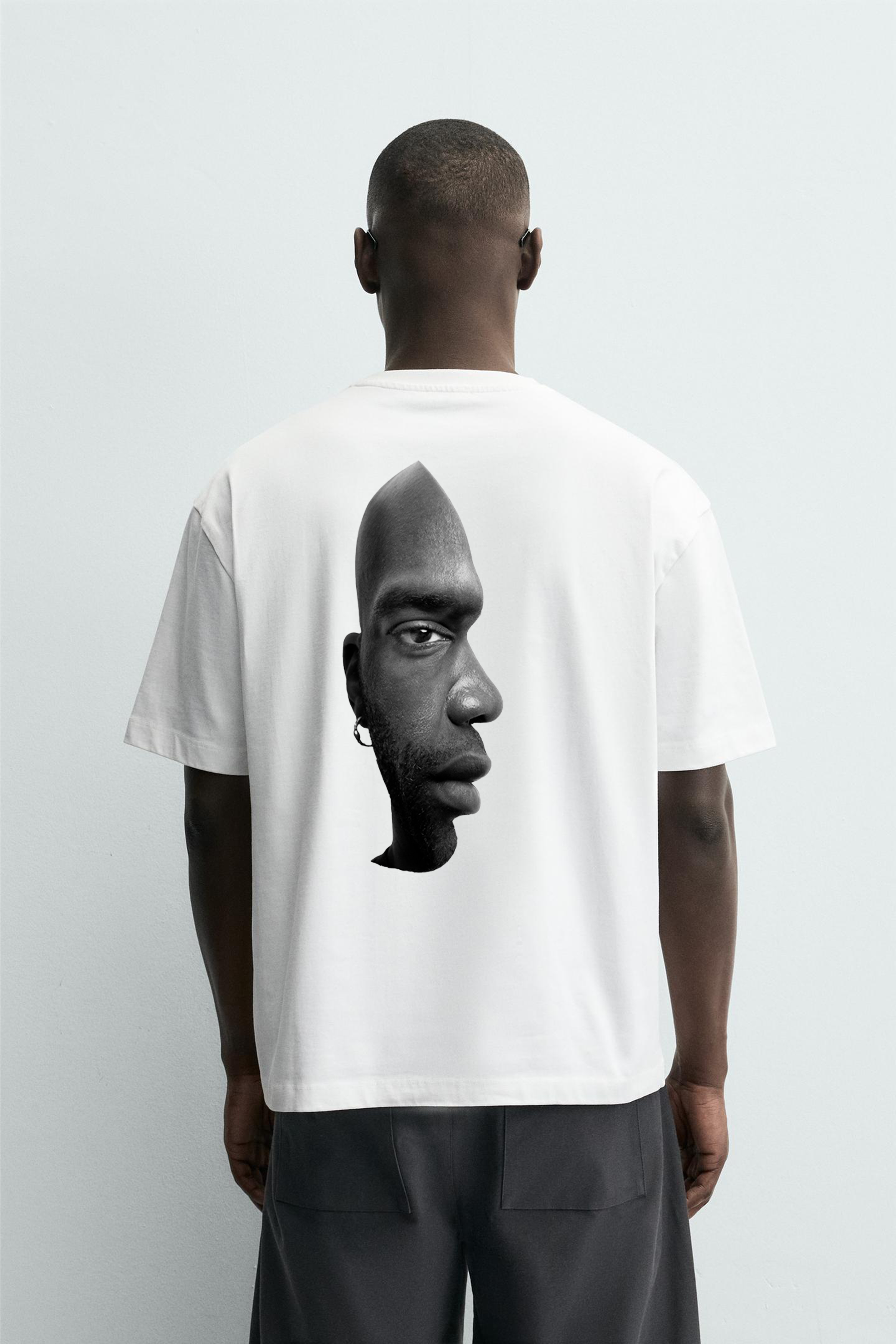 Kingbrich Deceptive Face Baskılı Oversize Baskılı Erkek Tişört