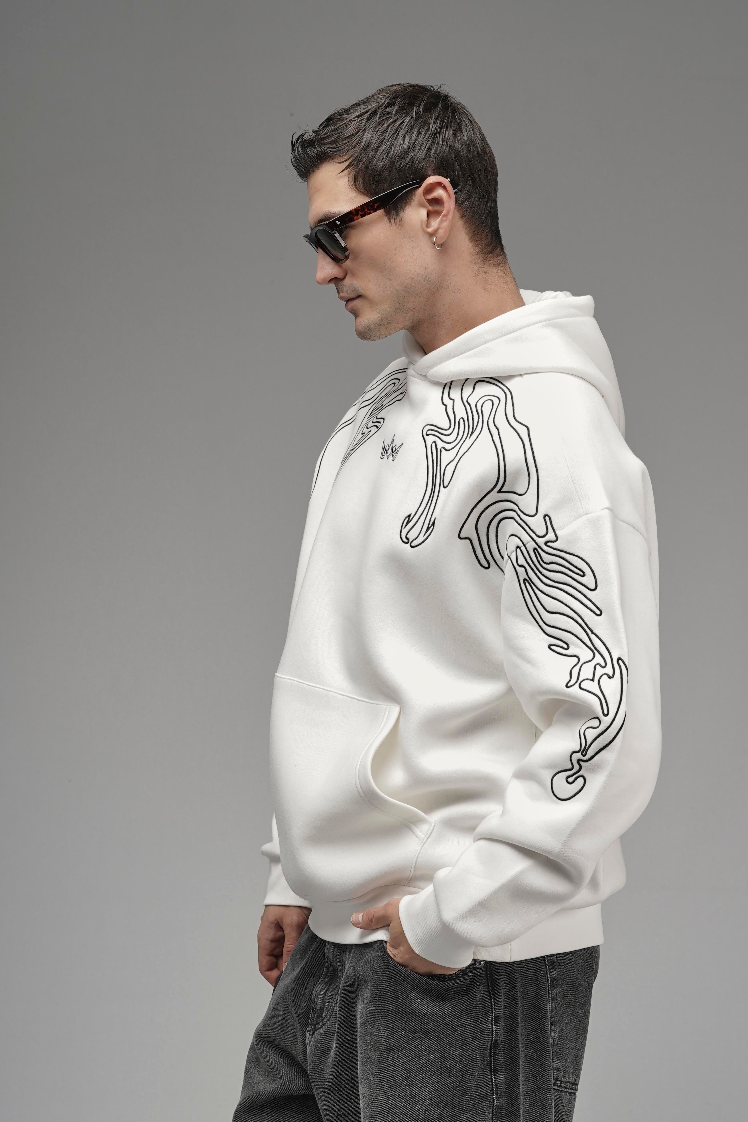 Nakış Detaylı Oversize Kalıp Kapüşonlu Sweatshirt