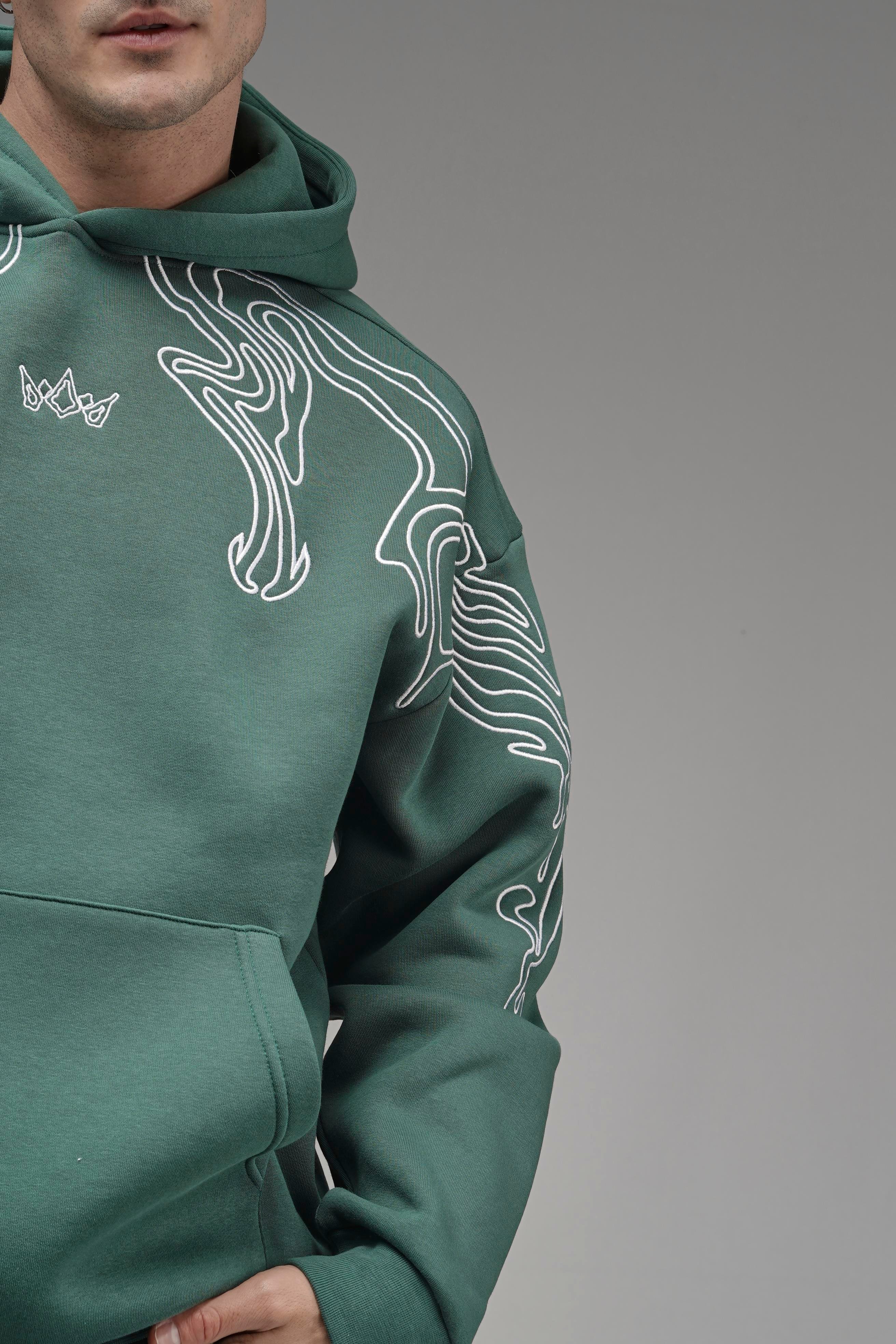 Nakış Detaylı Oversize Kalıp Kapüşonlu Sweatshirt