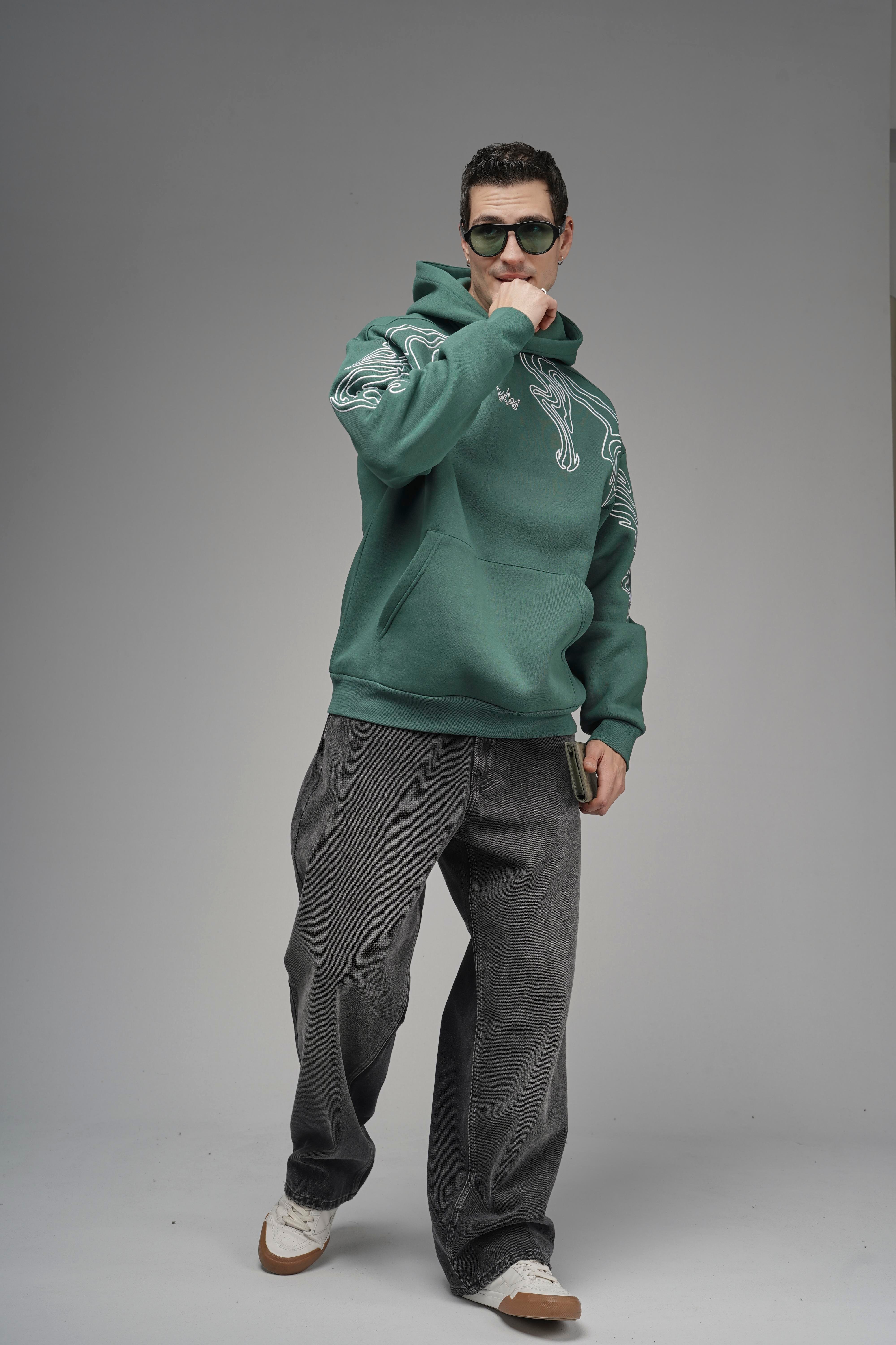 Nakış Detaylı Oversize Kalıp Kapüşonlu Sweatshirt