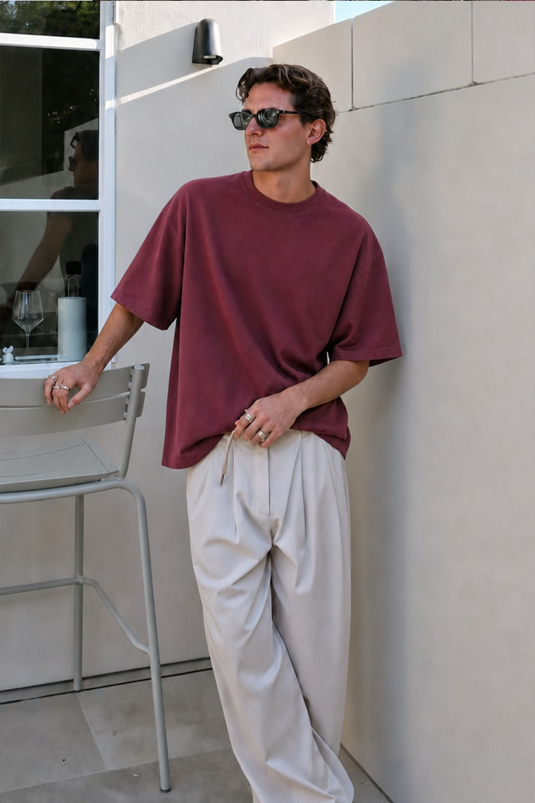 Oversize Kalıp Basic %100 Pamuklu Erkek Tişört