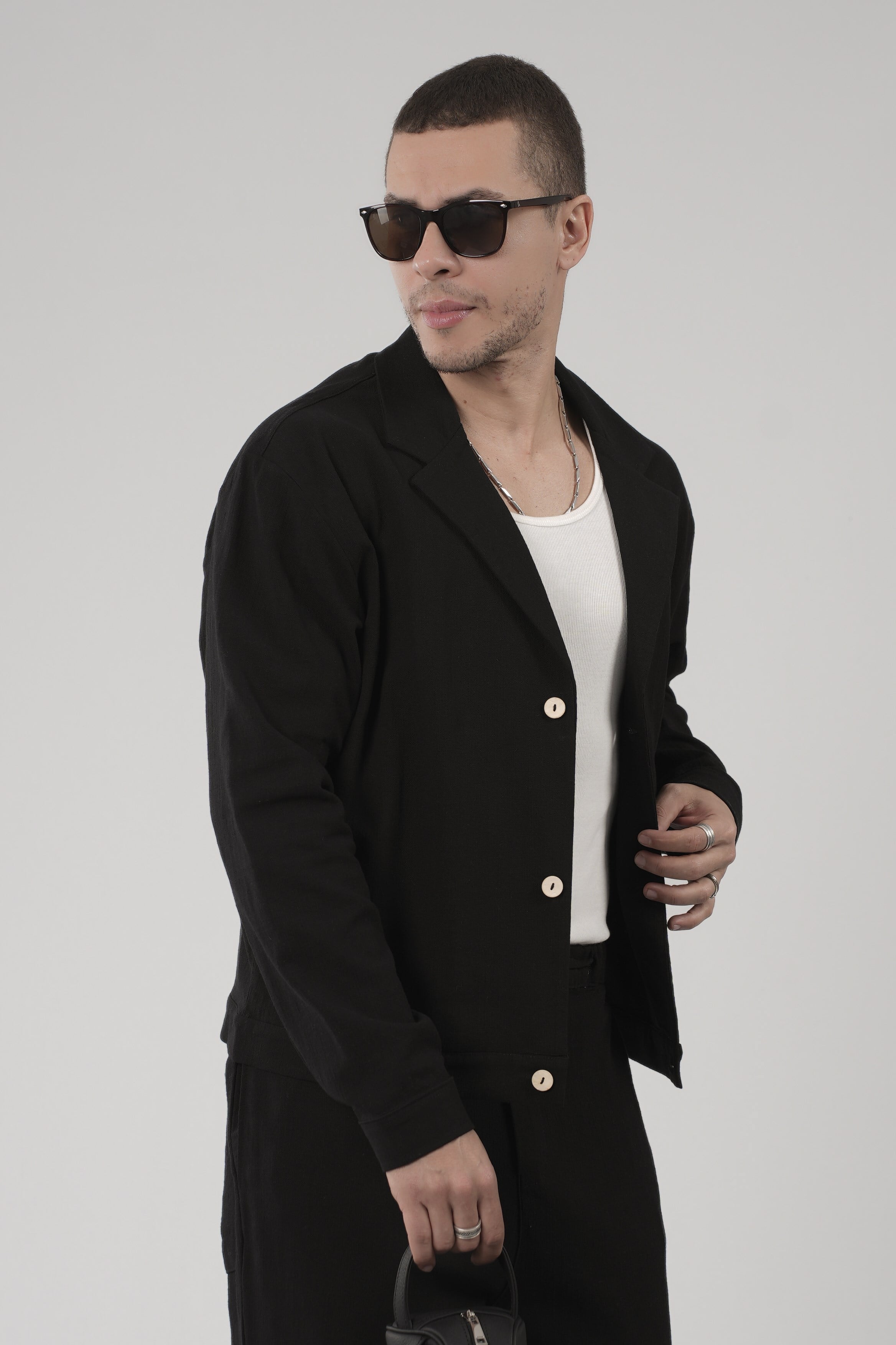 Oversize Kalıp Blazer Keten Alt Üst Takım