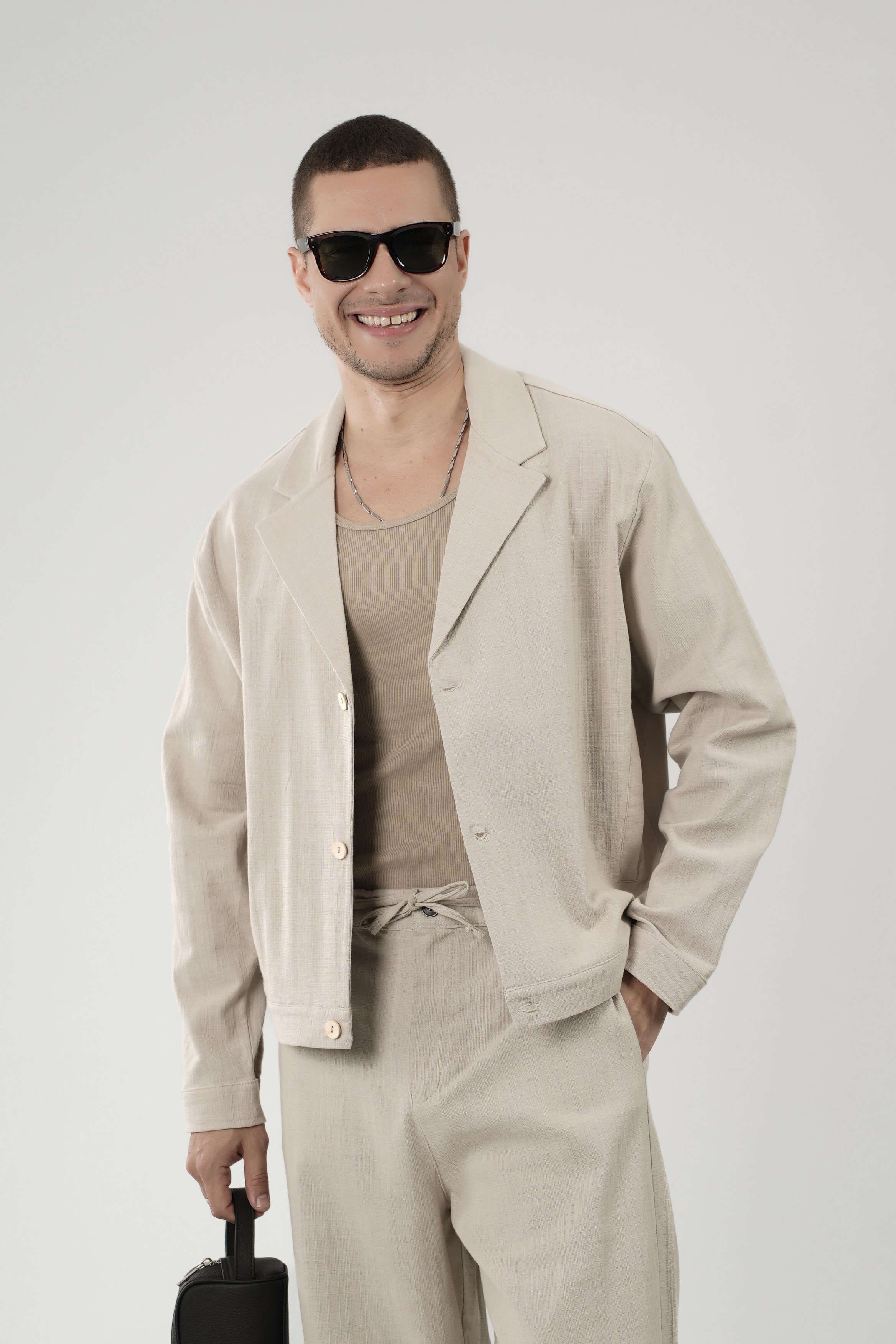 Oversize Kalıp Blazer Keten Alt Üst Takım