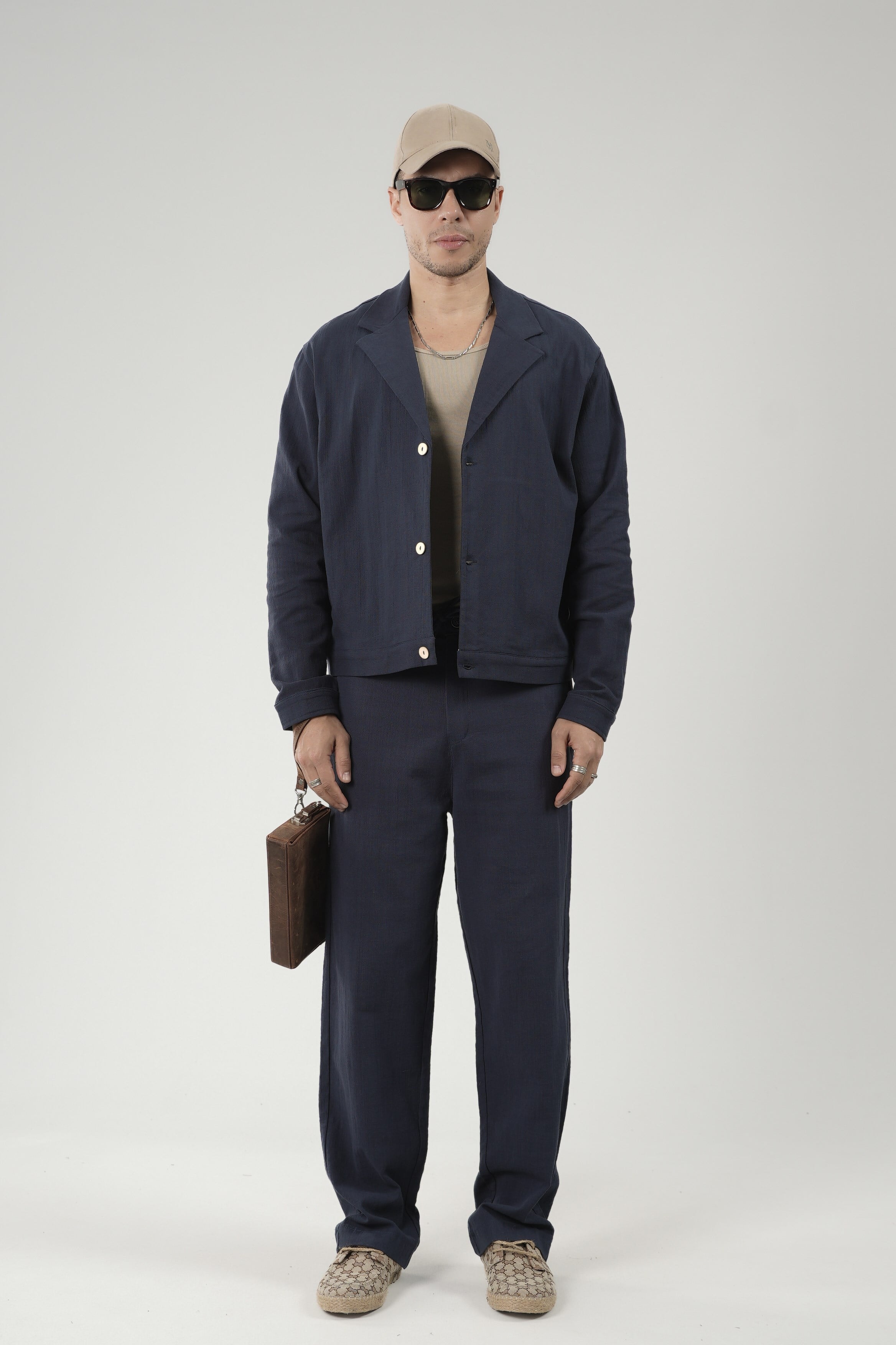 Oversize Kalıp Blazer Keten Alt Üst Takım