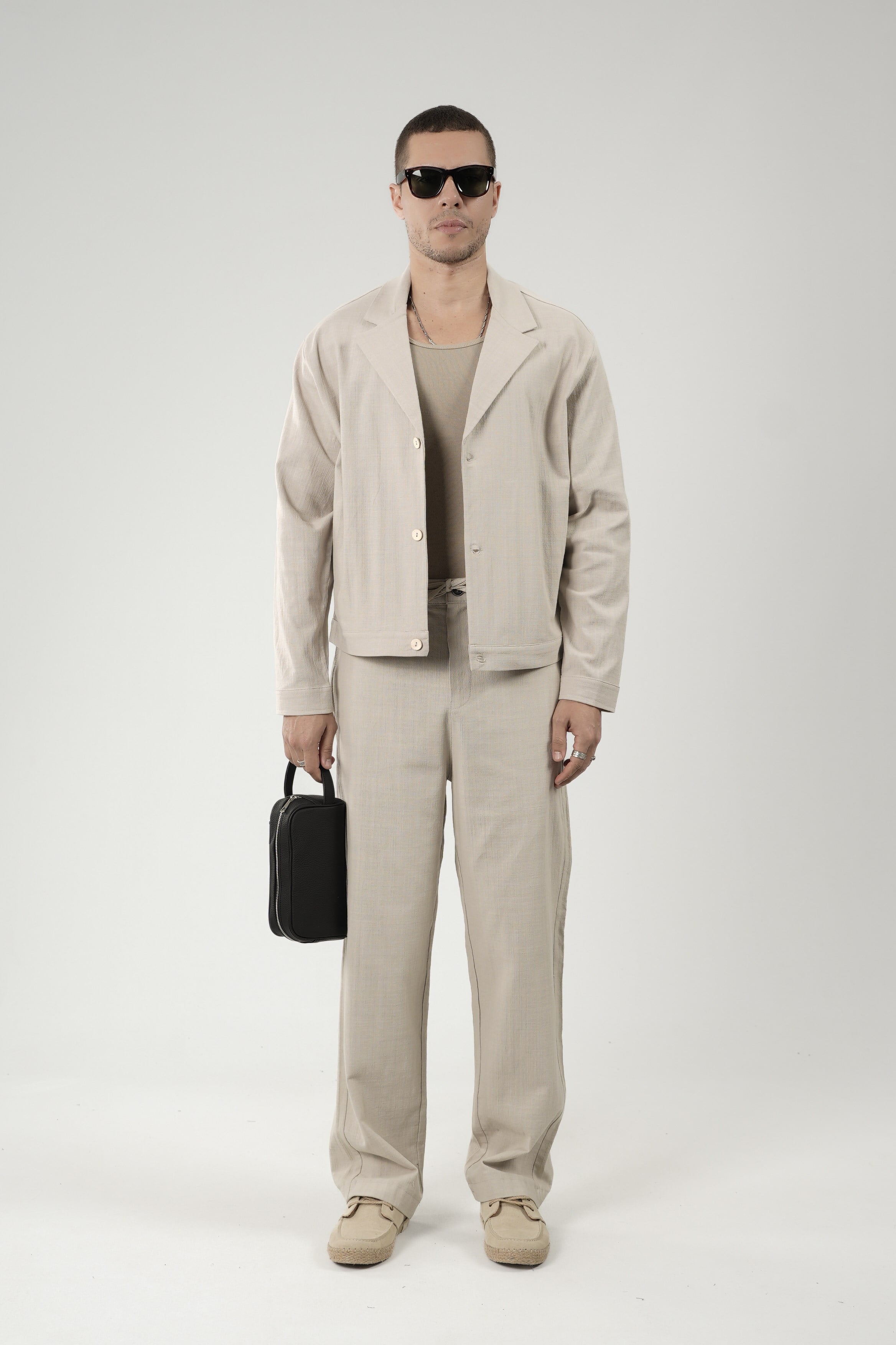 Oversize Kalıp Blazer Keten Alt Üst Takım