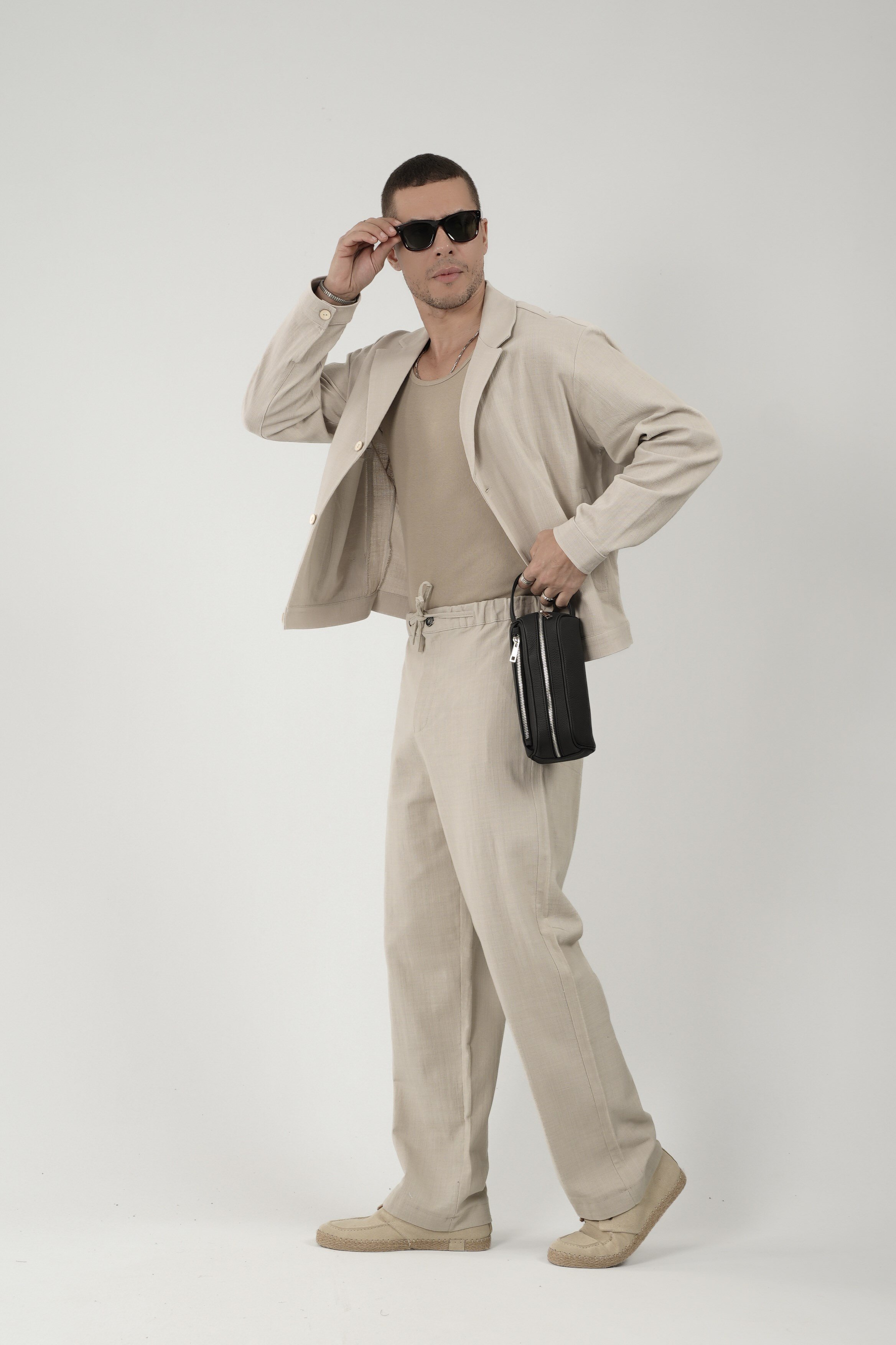 Oversize Kalıp Blazer Keten Alt Üst Takım