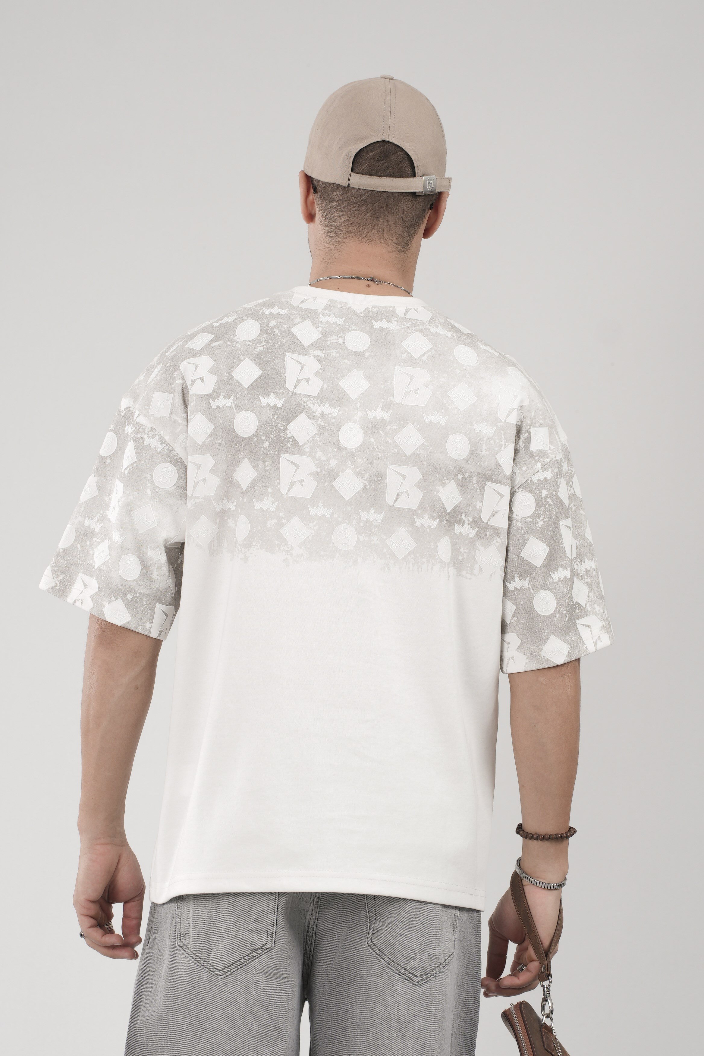 Oversize Kalıp Logo Baskılı Bisiklet Yaka Basic Tişört