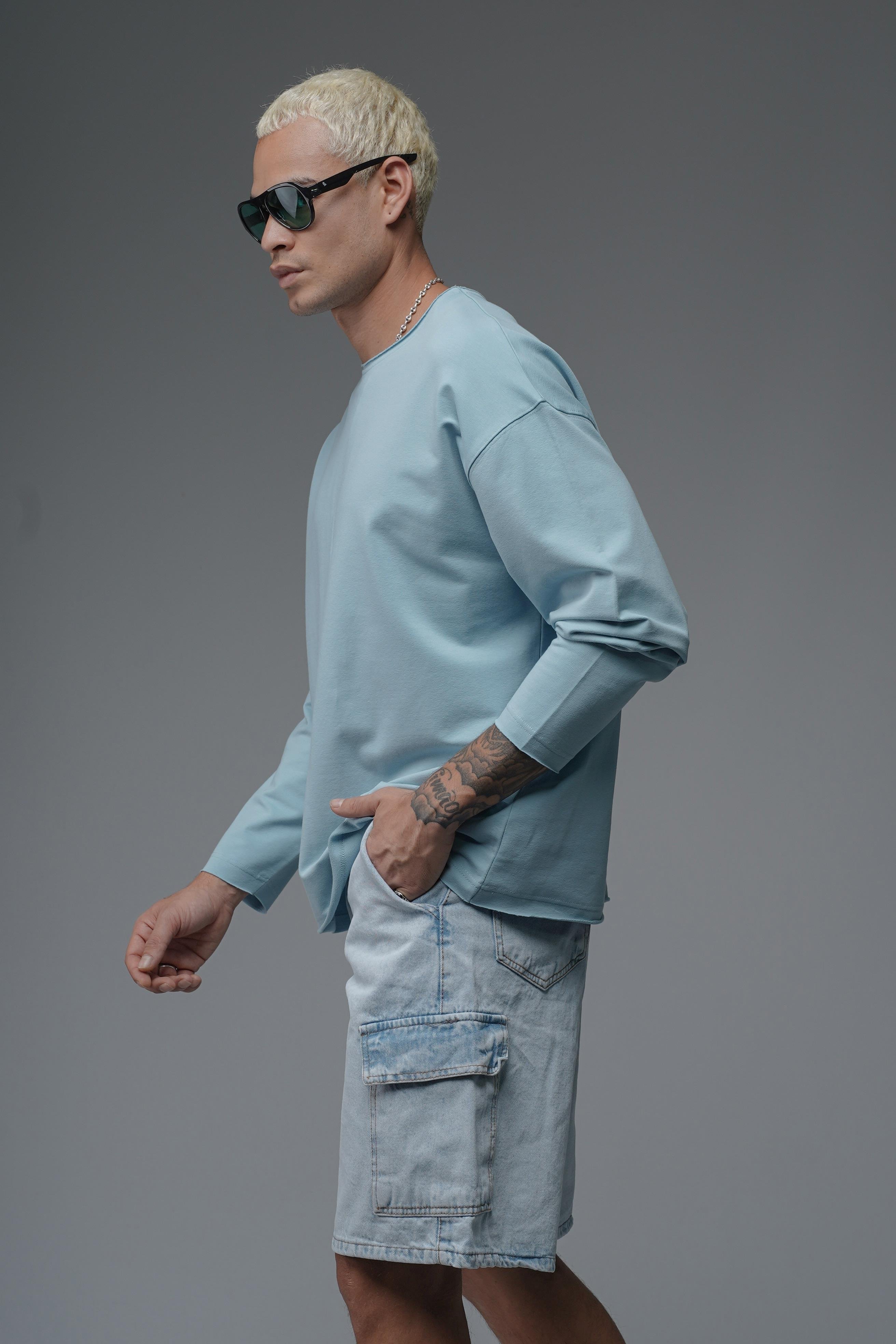 Pis Yaka Oversize Kalıp Düz Sweatshirt