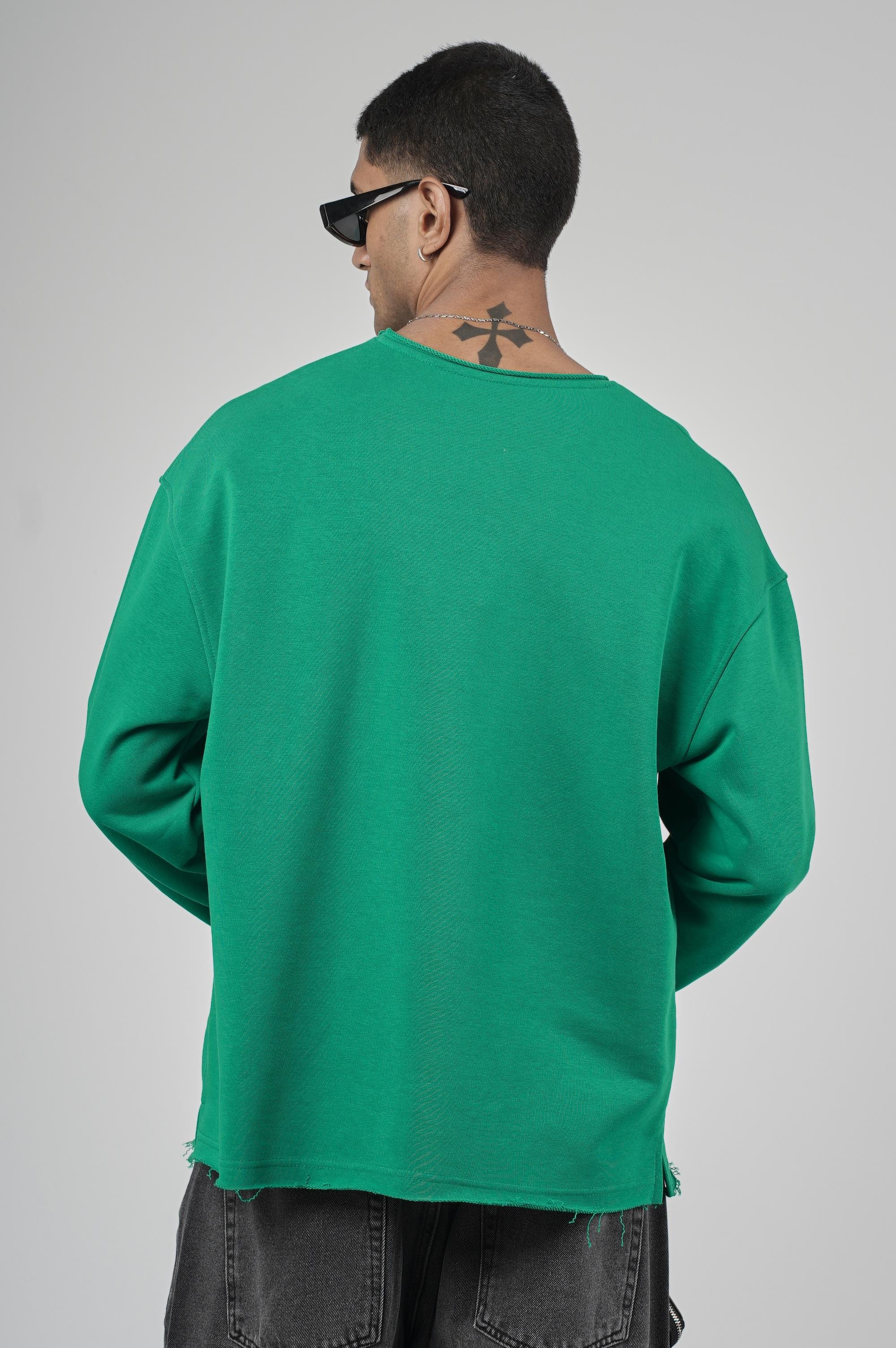 Pis Yaka Oversize Kesim Erkek Düz Sweatshirt