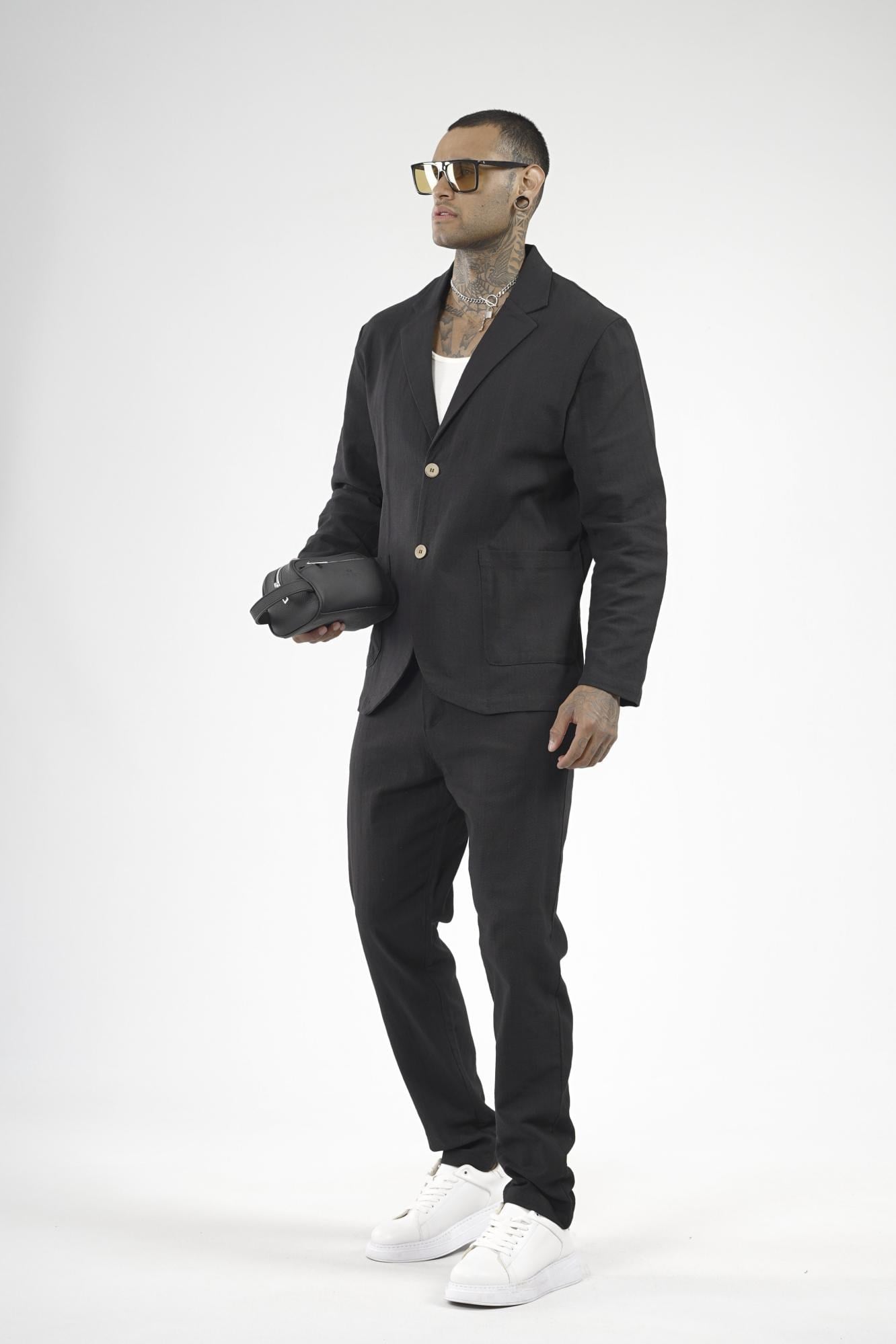 Slim Fit Kalıp Erkek Pamuklu Keten Alt Üst Takım