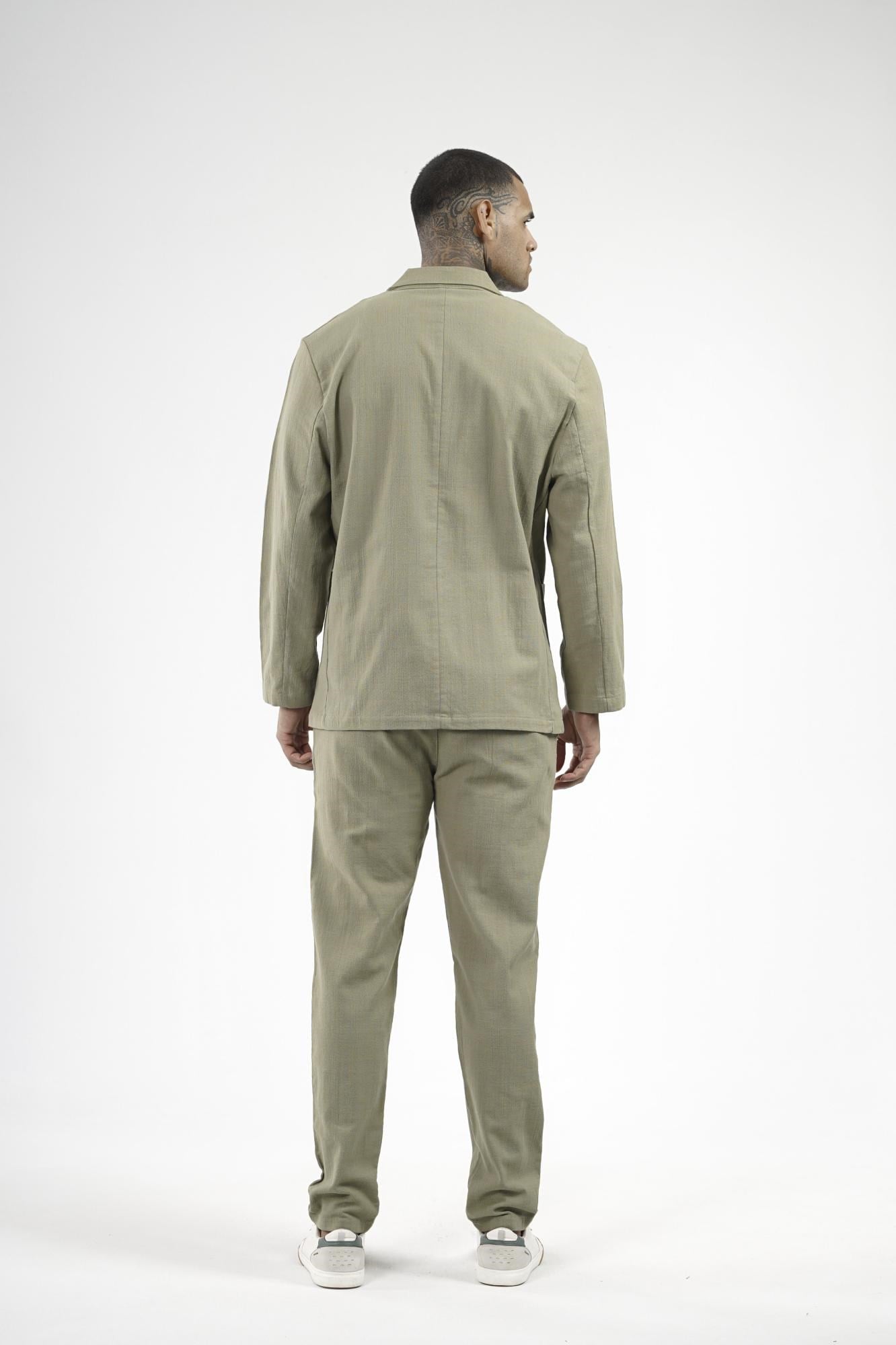 Slim Fit Kalıp Erkek Pamuklu Keten Alt Üst Takım