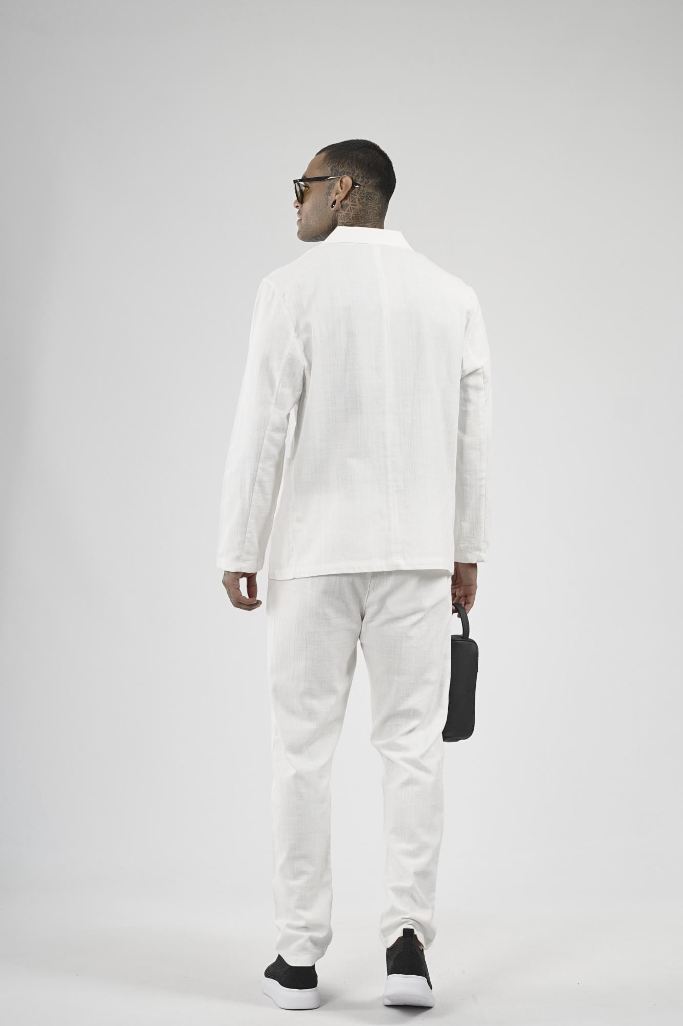 Slim Fit Kalıp Erkek Pamuklu Keten Alt Üst Takım