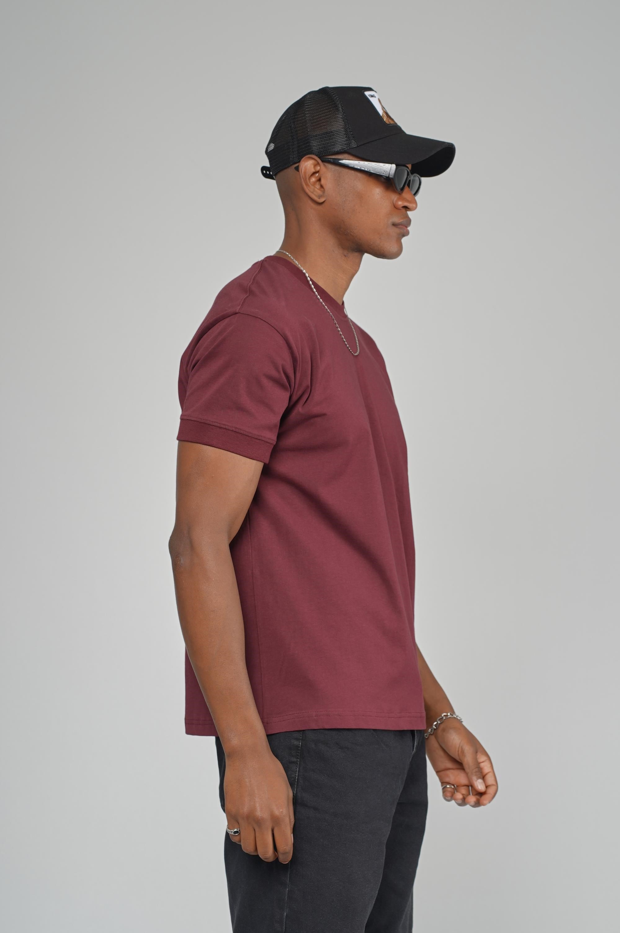 Slim Fit Kalıp Kolu Ribanalı Basic %100 Pamuklu Tişört