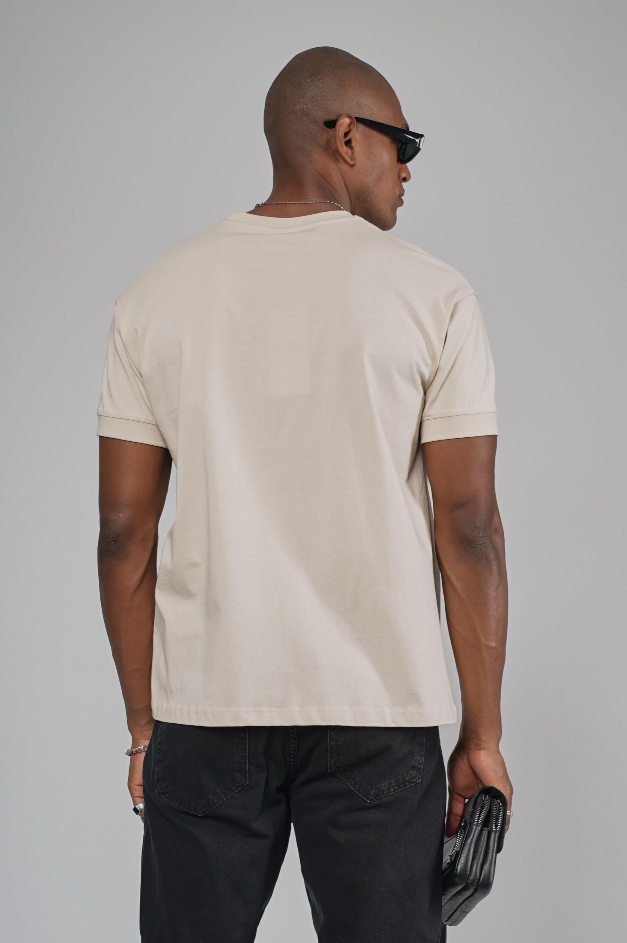 Slim Fit Kalıp Kolu Ribanalı Basic %100 Pamuklu Tişört