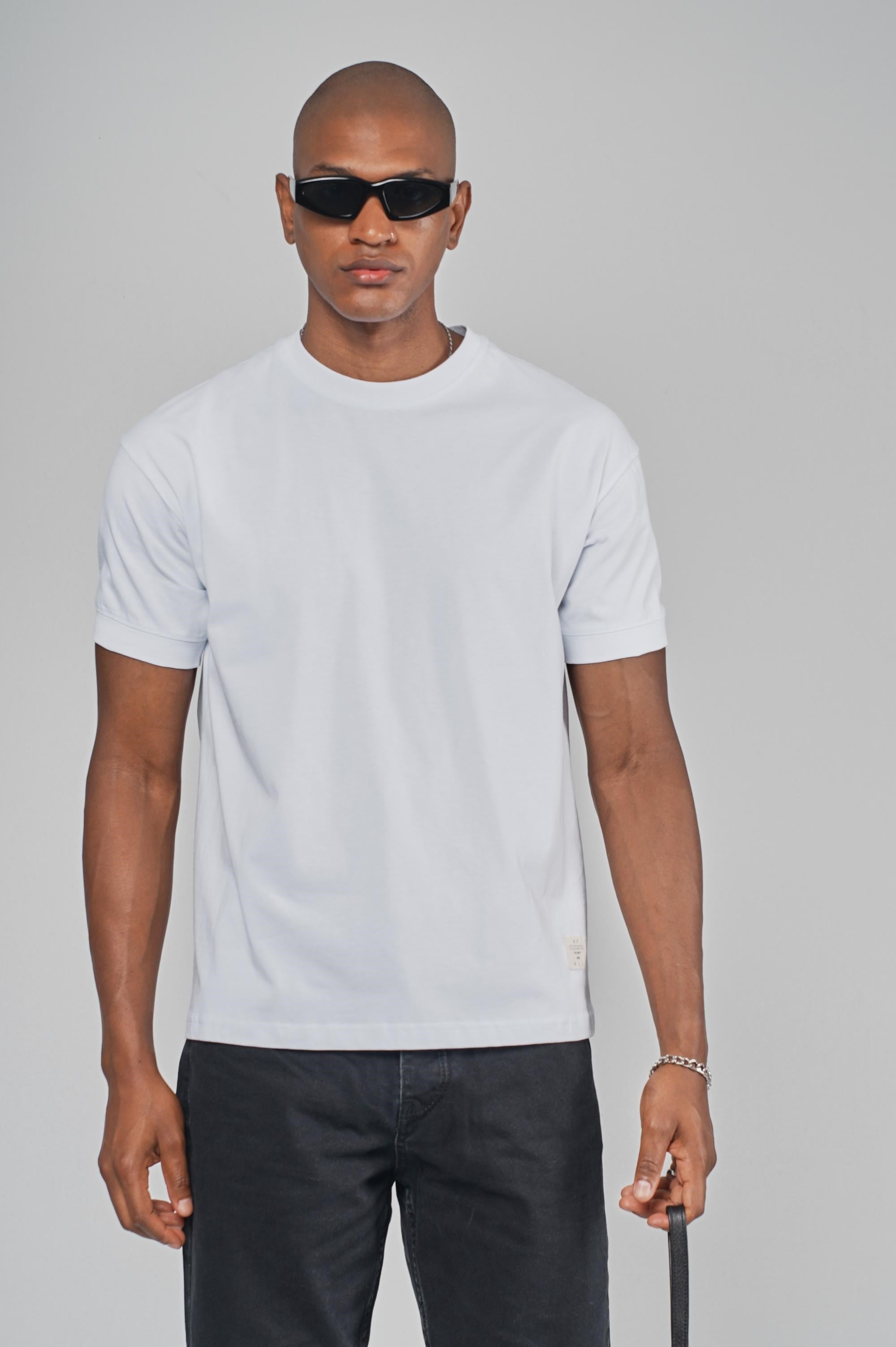 Slim Fit Kalıp Kolu Ribanalı Basic %100 Pamuklu Tişört