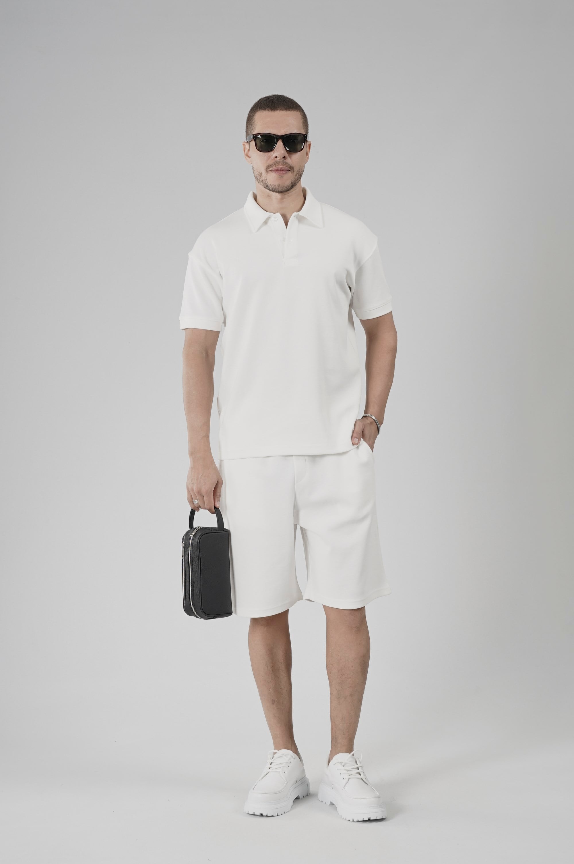 Yarım Oversize Kalıp Polo Yaka Erkek Şort Takım