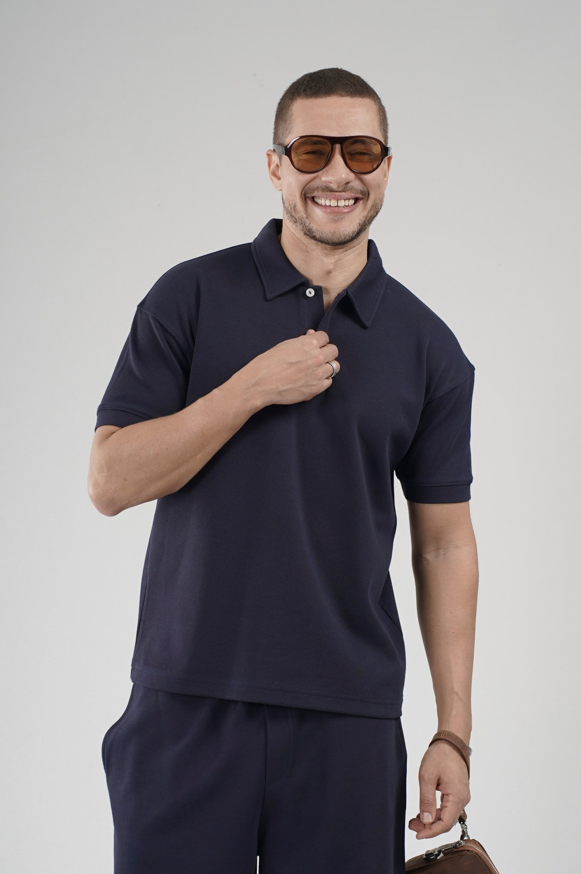 Yarım Oversize Kalıp Polo Yaka Erkek Şort Takım
