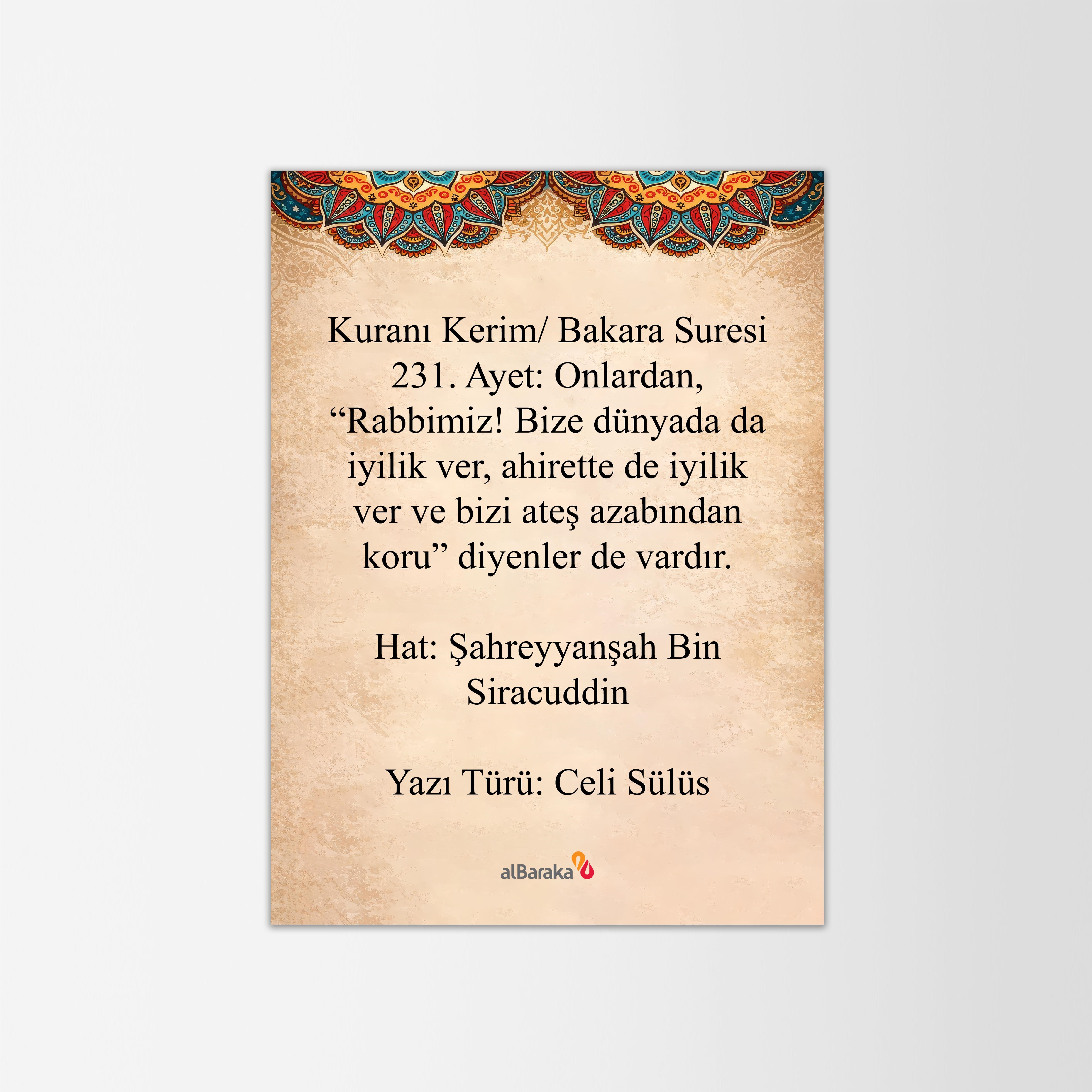HAT LEVHASI MİNİ - BAKARA SURESİ 231.AYET GOLD