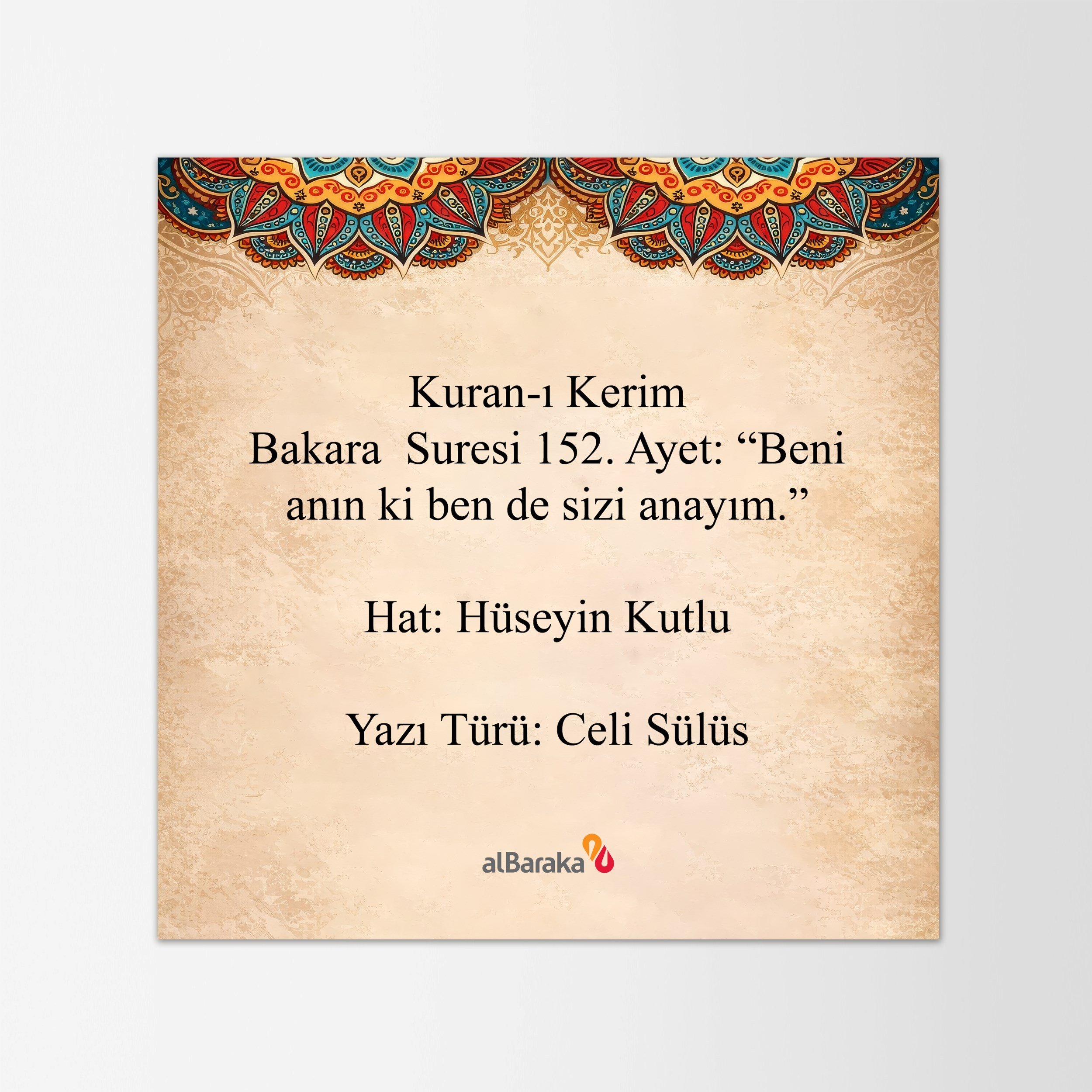MASAÜSTÜ HAT LEVHASI - BAKARA SURESİ 152.AYET
