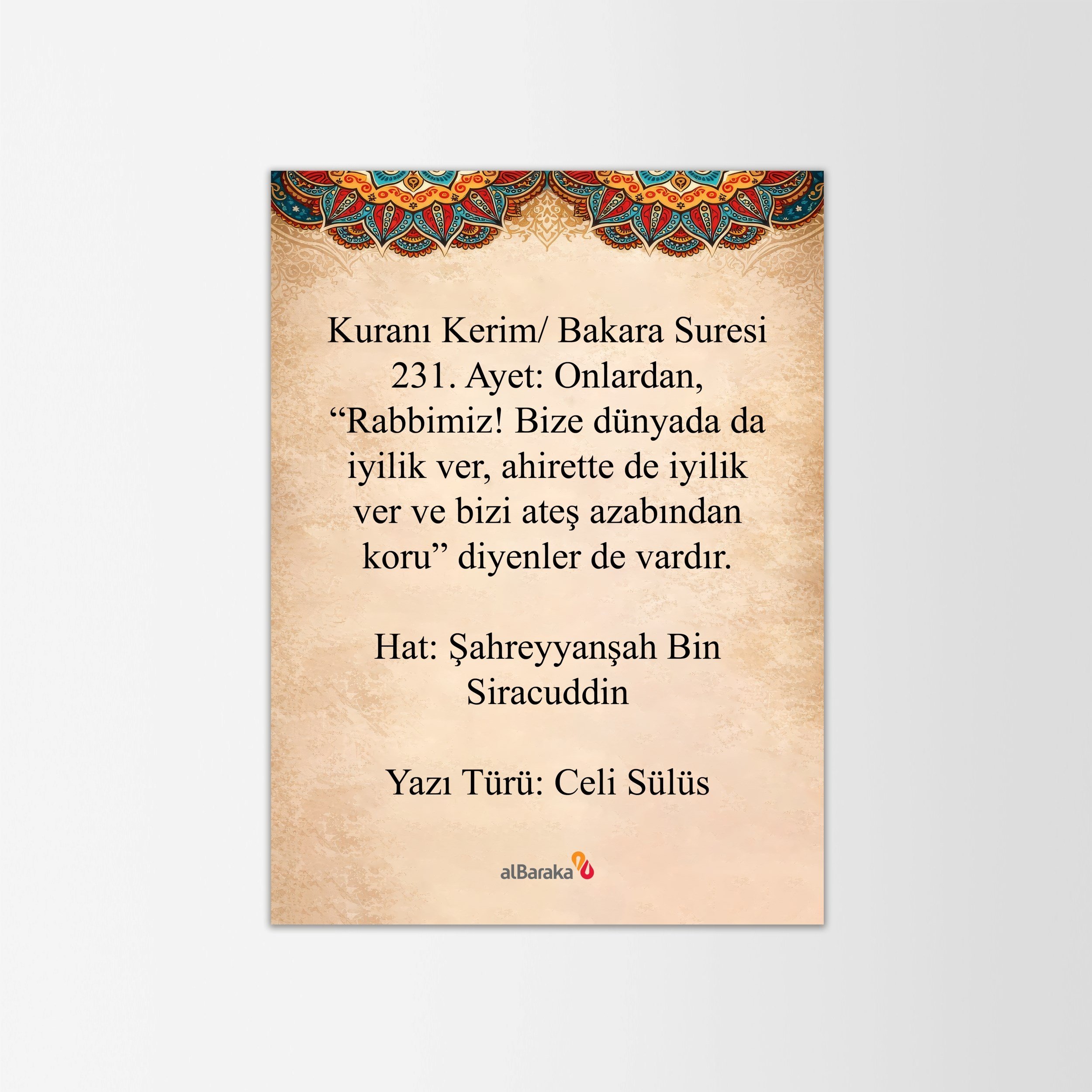 MASAÜSTÜ HAT LEVHASI - BAKARA SURESİ 231.AYET