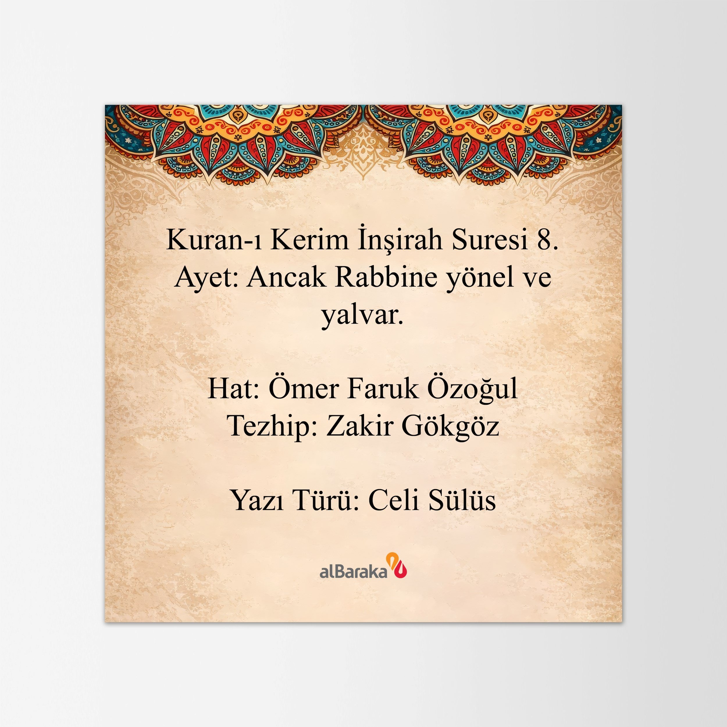 MASAÜSTÜ HAT LEVHASI - İNŞİRAH SURESİ 8.AYET