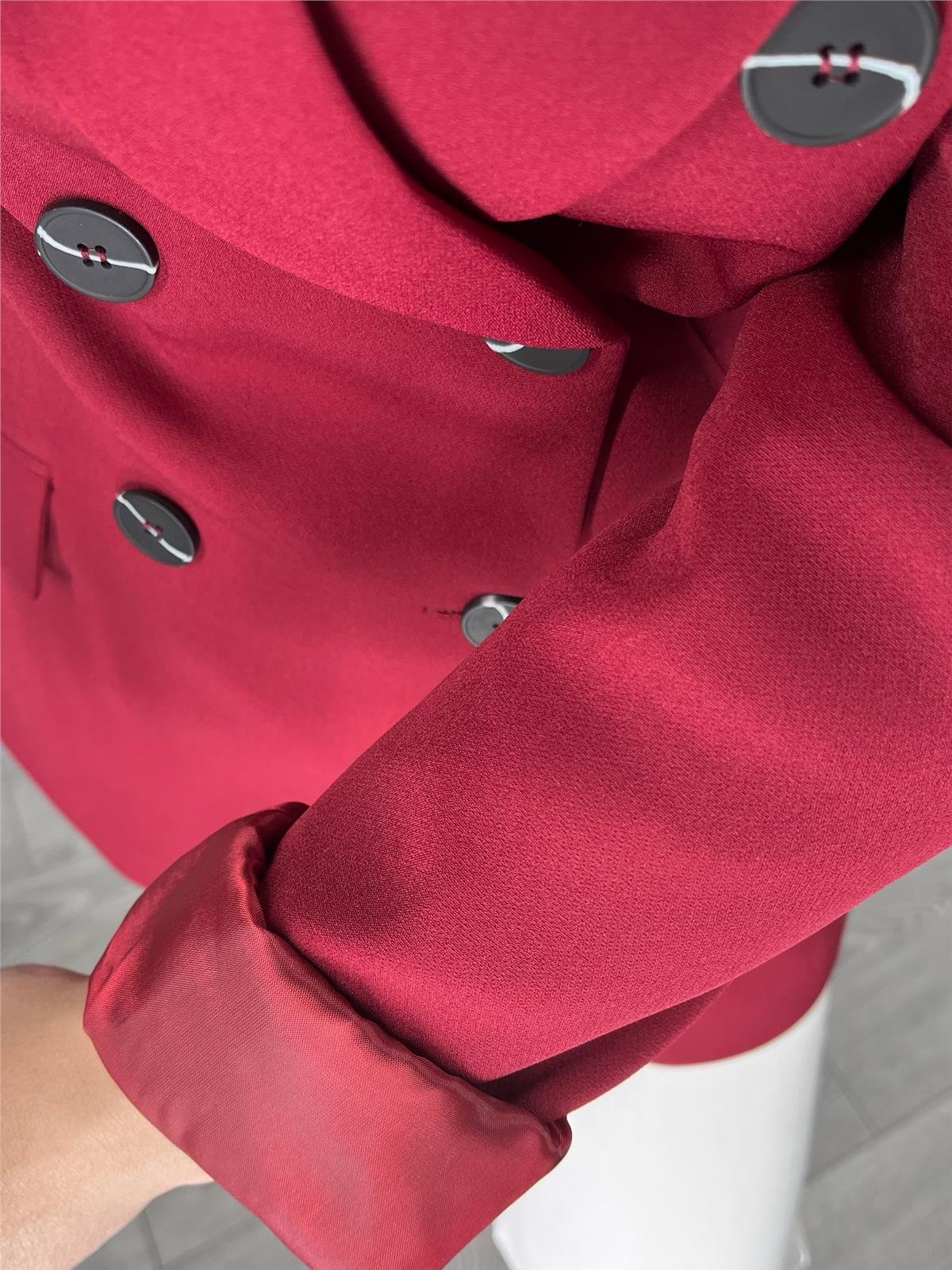 Astarlı Düğmeli Blazer Ceket Bordo