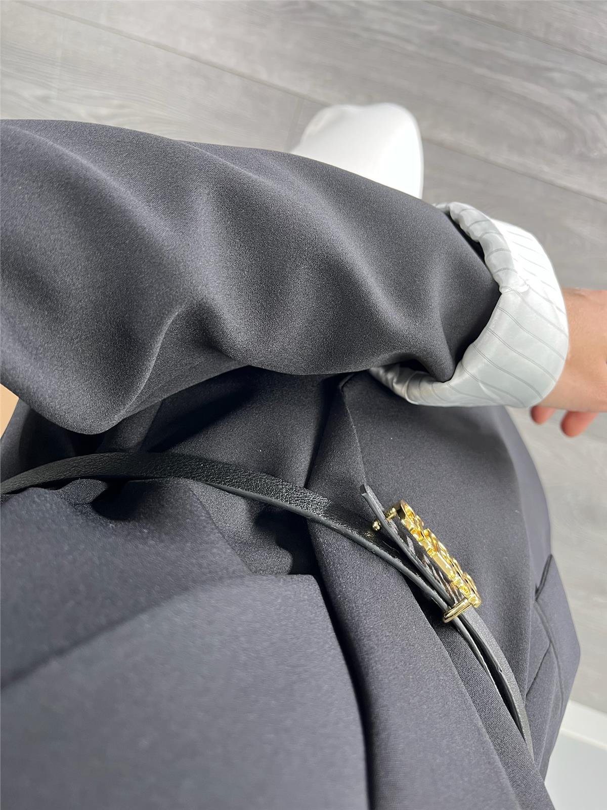 Çizgili Astarlı Blazer Ceket Siyah