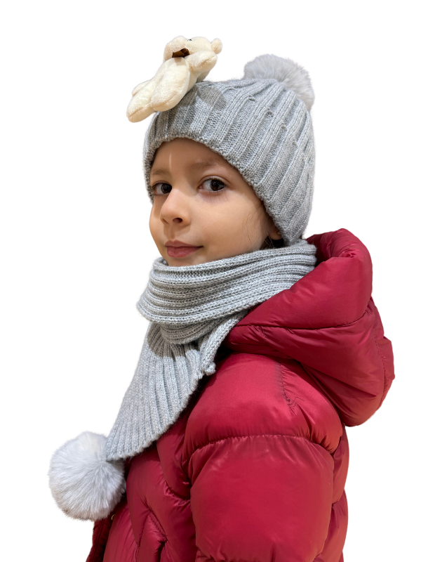 Benittokids Çocuk Ayıcıklı Atkı Bere Takımı 7019