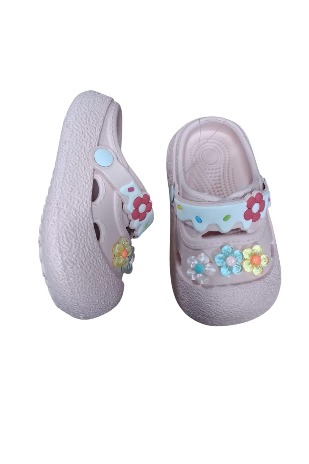 Calx Kız Çocuk Çiçek Figürlü Kaydırmaz Taban Terlik Sandalet BNT8160