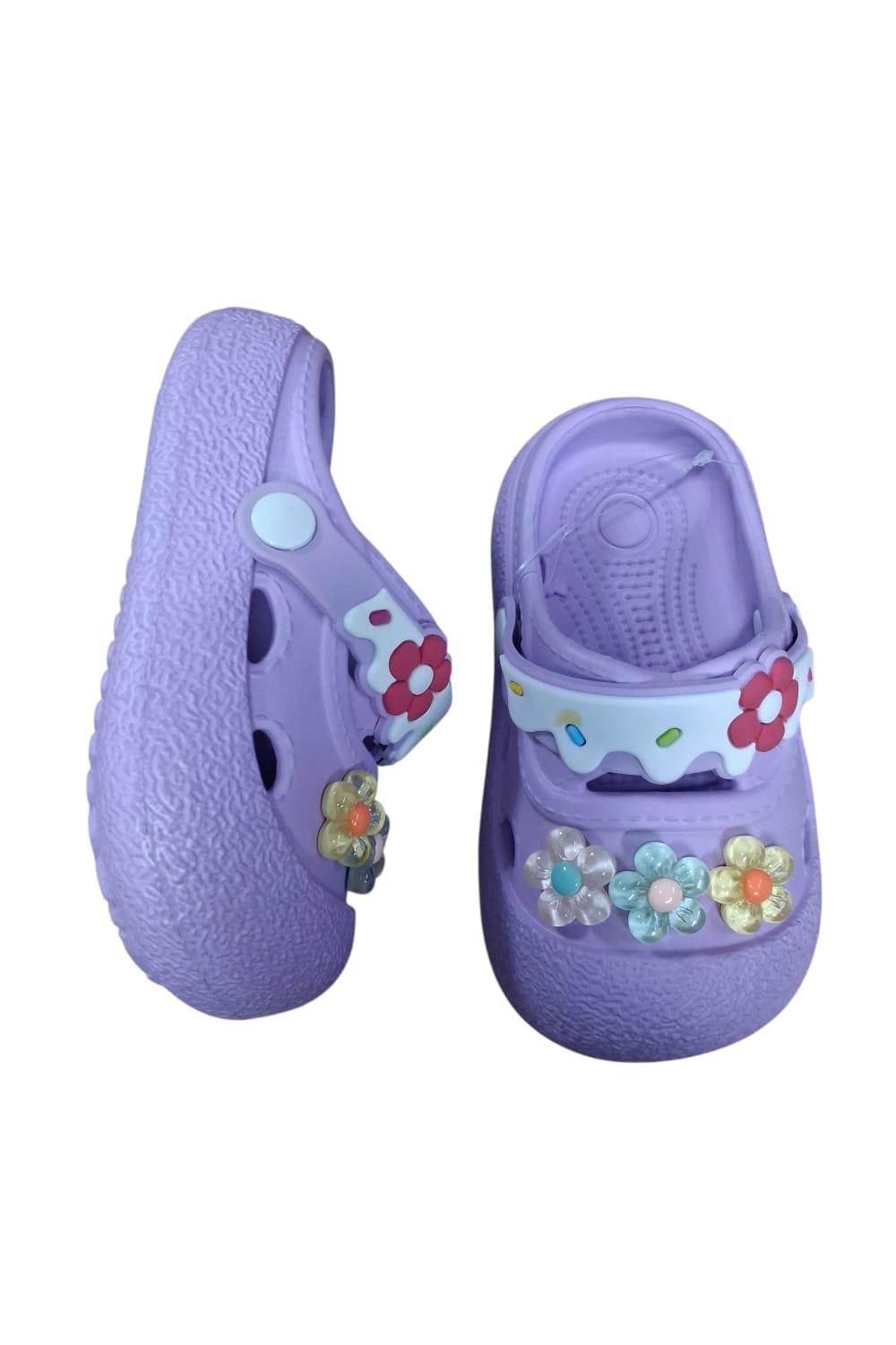Calx Kız Çocuk Çiçek Figürlü Kaydırmaz Taban Terlik Sandalet BNT8160