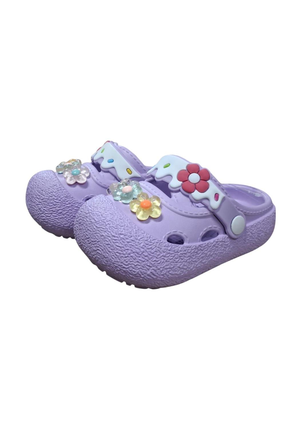 Calx Kız Çocuk Çiçek Figürlü Kaydırmaz Taban Terlik Sandalet BNT8160