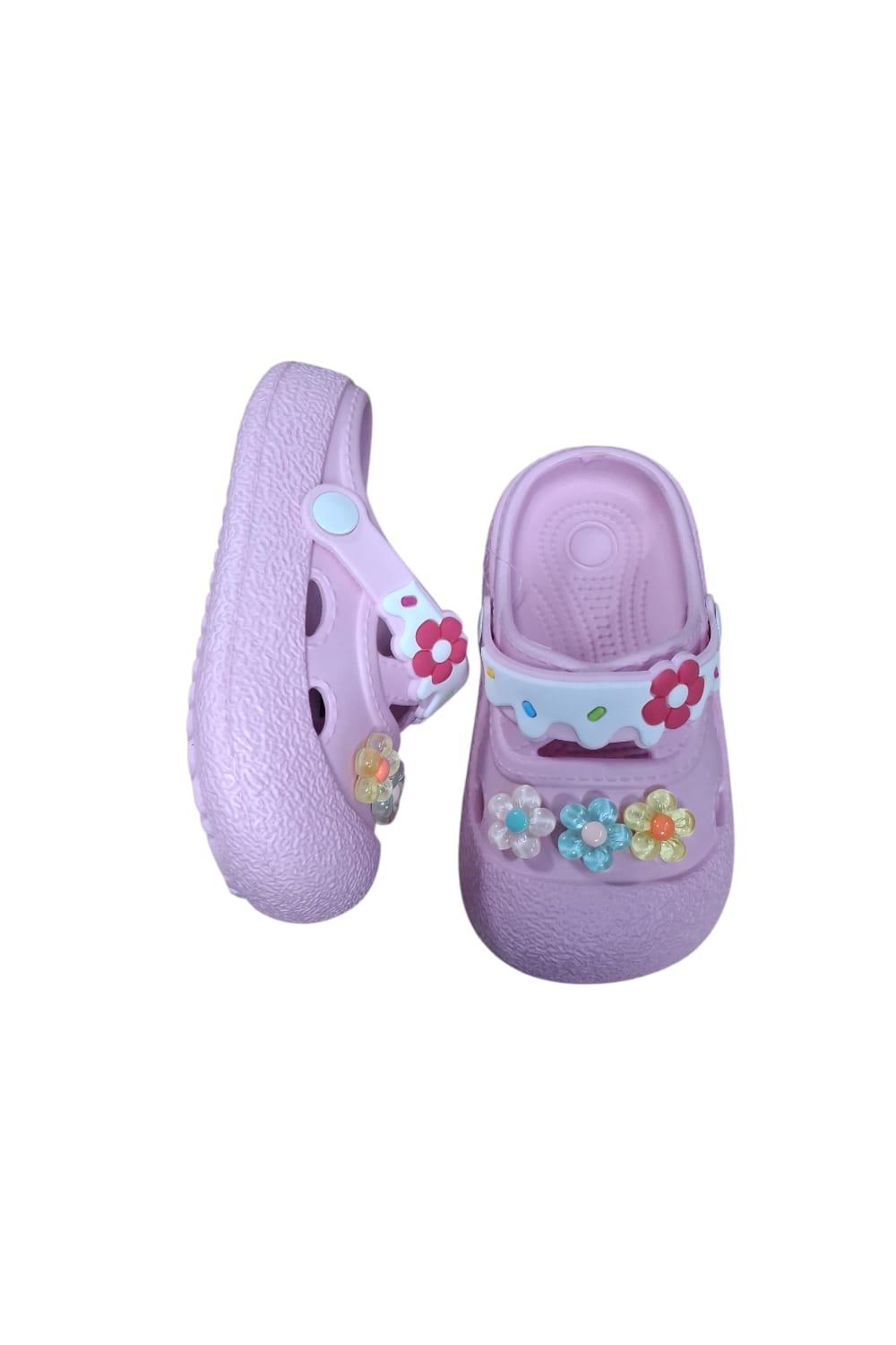 Calx Kız Çocuk Çiçek Figürlü Kaydırmaz Taban Terlik Sandalet BNT8160