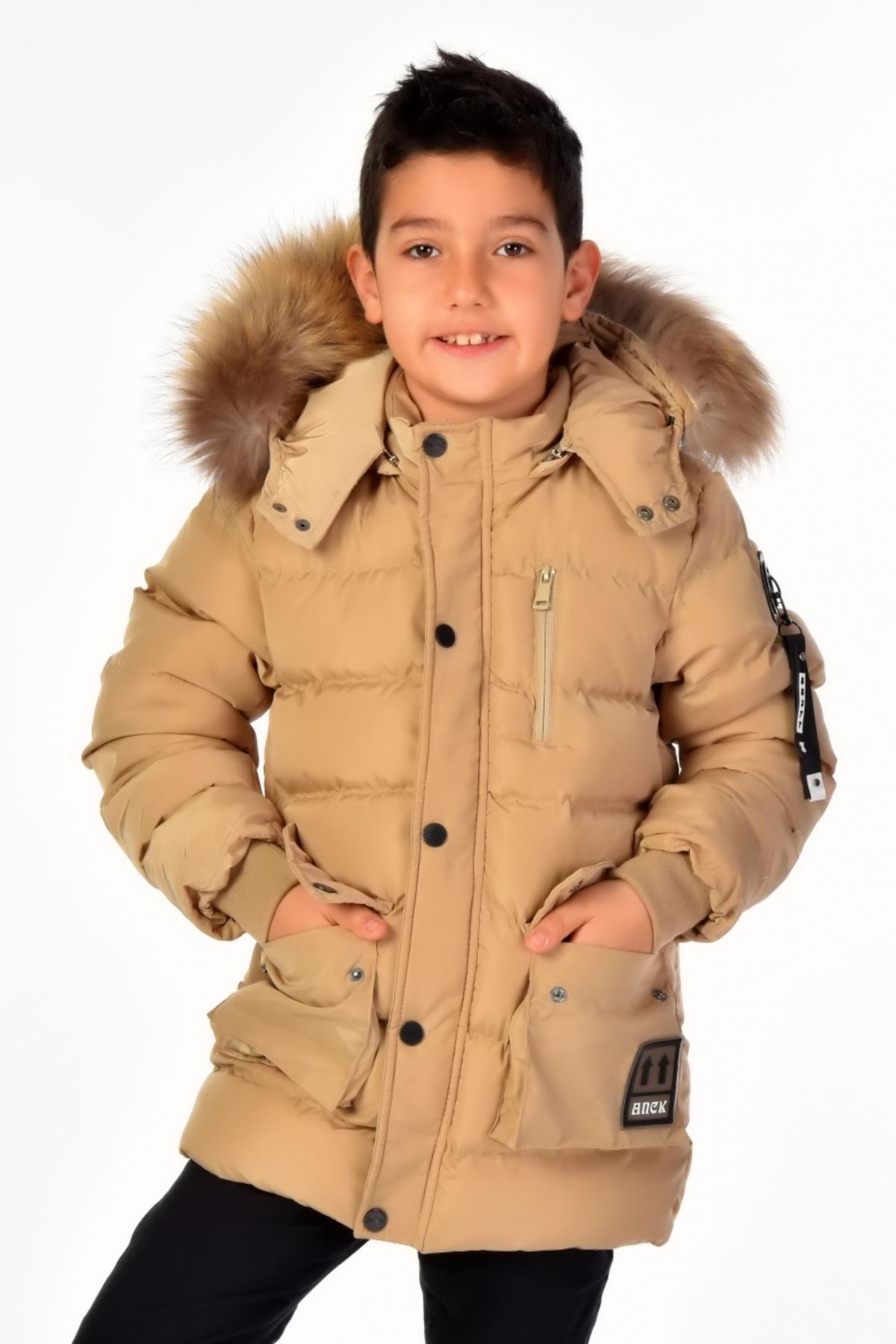 Erkek Çocuk Natürel Kürklü Mont 51254