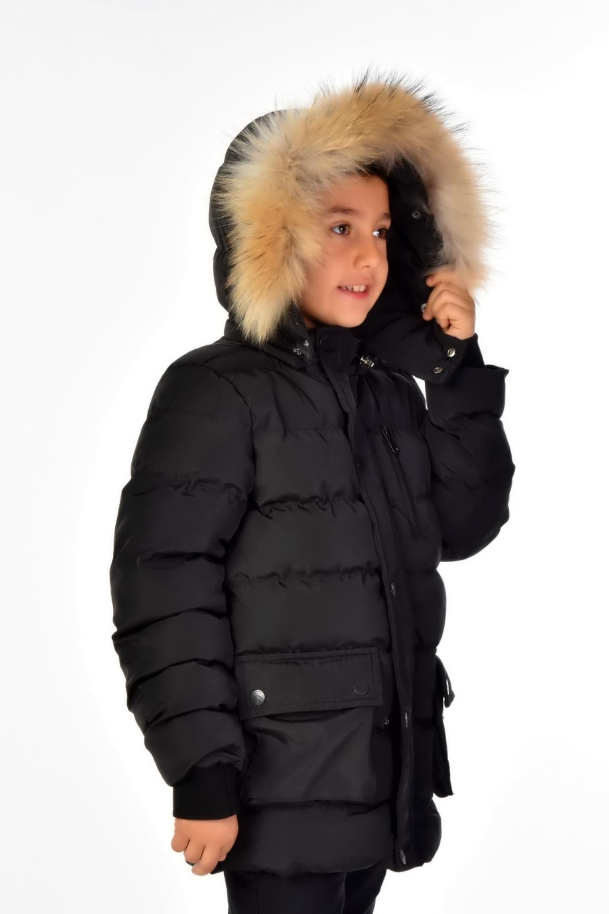 Erkek Çocuk Natürel Kürklü Mont 51254