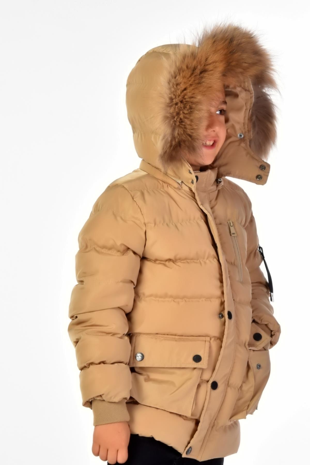 Erkek Çocuk Natürel Kürklü Mont 51254