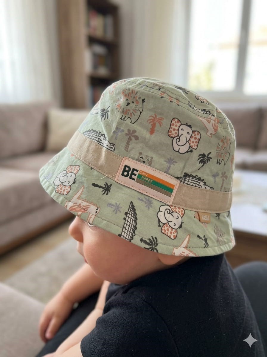 Kitti 0-18 Ay Safari Desenli Erkek Bebek Fötr Şapka