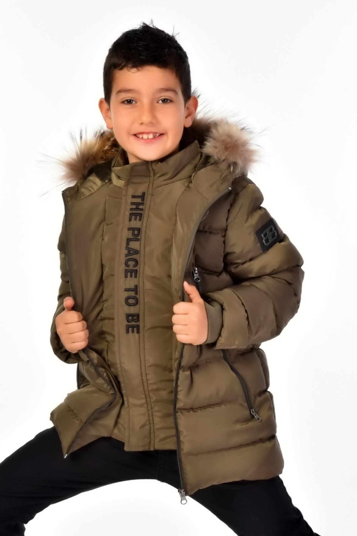 Natürel Kürklü Erkek Çocuk Mont 51248