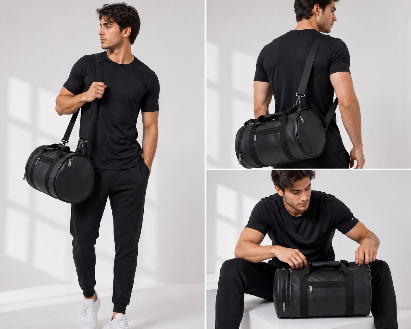 Silindir Spor ve Seyahat Çantası Omuz Askılı Çok Bölmeli Unisex Fitness El Bagajı  BNT227