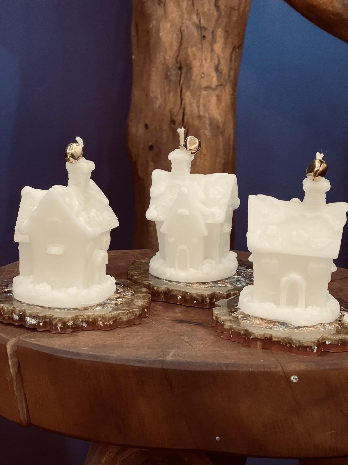 Mumias Candle Mumias Candle Christmas Yılbaşı Temalı 3'Lü Noel Evi No 002 Dekoratif Mum Seti