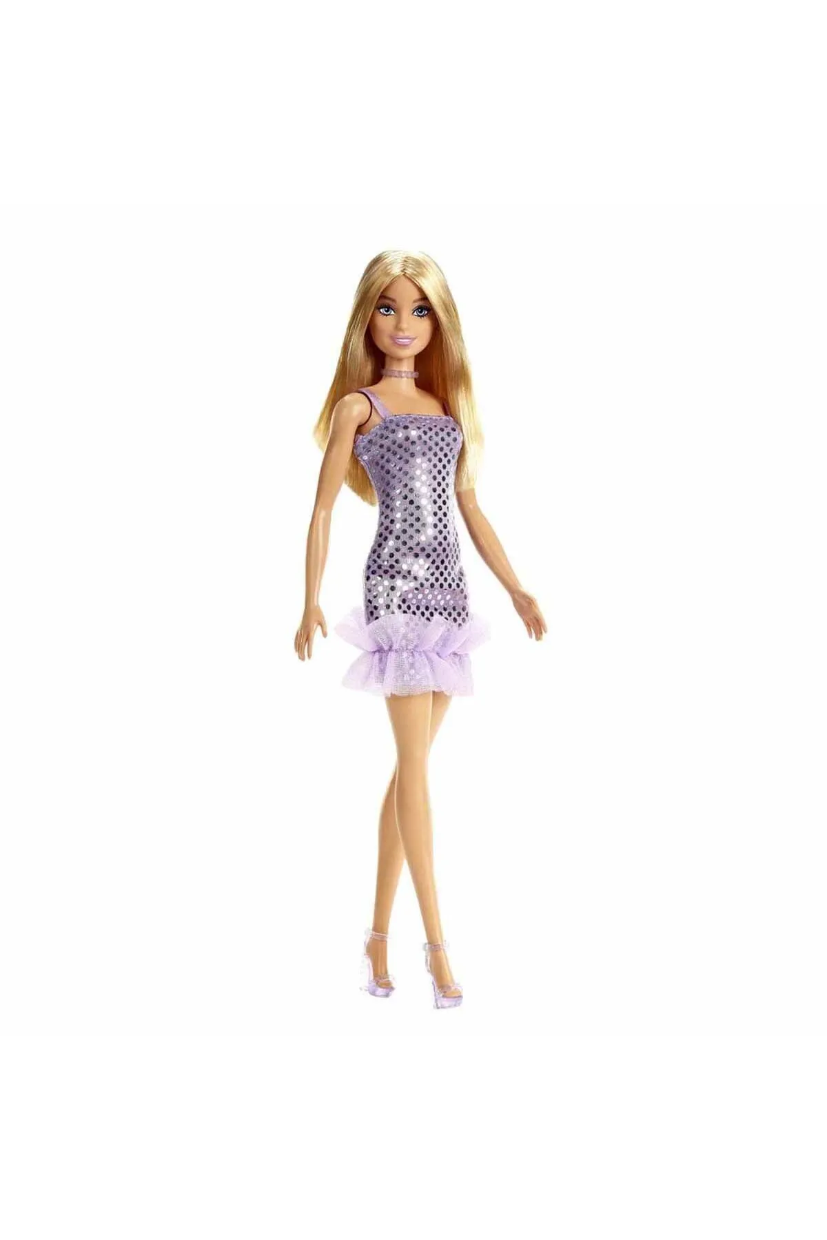 BarbieBarbie Pırıltılı - Mor Pullu Elbise Sarışın