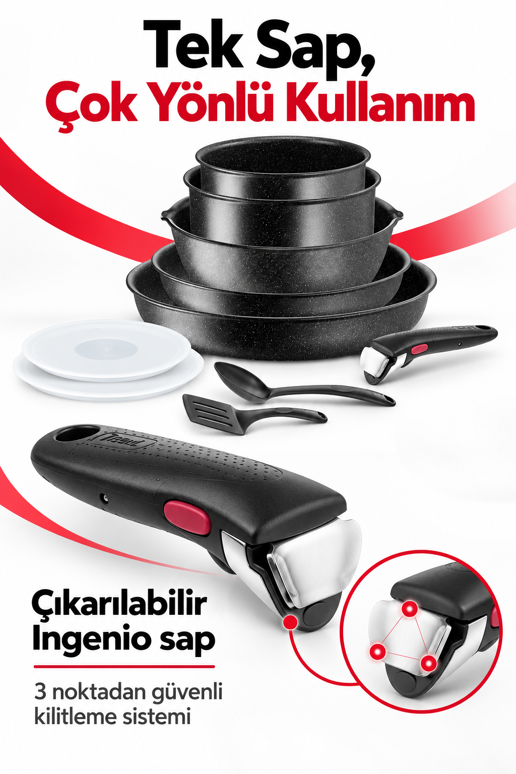 TefalIngenio Black Stone L3999402 Set 10 Parça- Induction