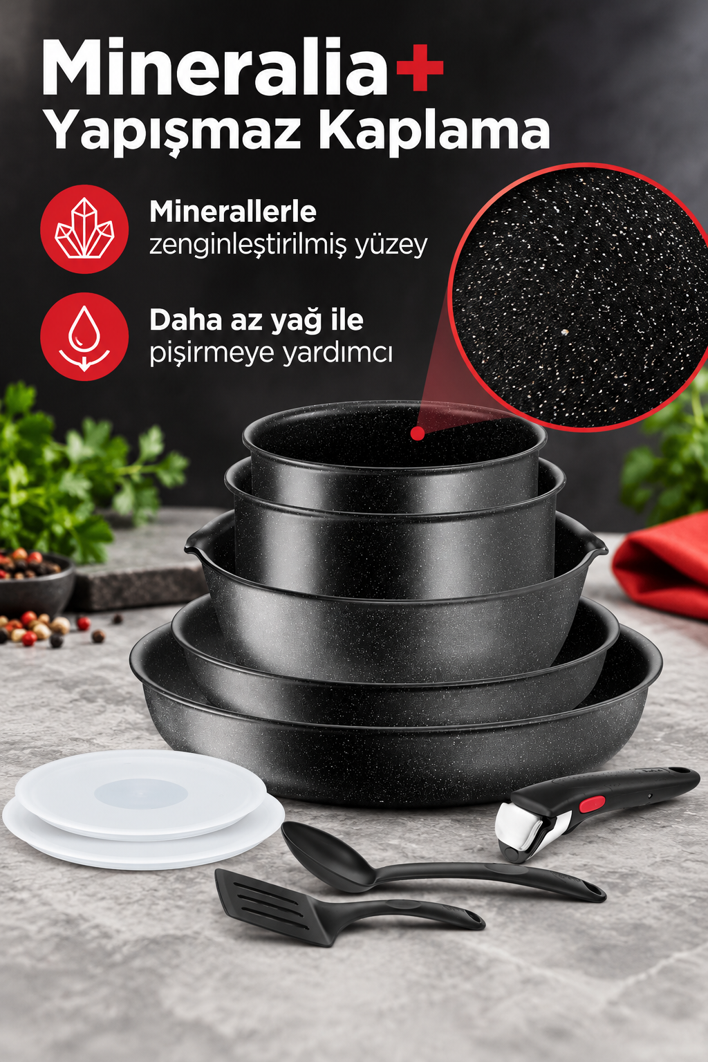 TefalIngenio Black Stone L3999402 Set 10 Parça- Induction