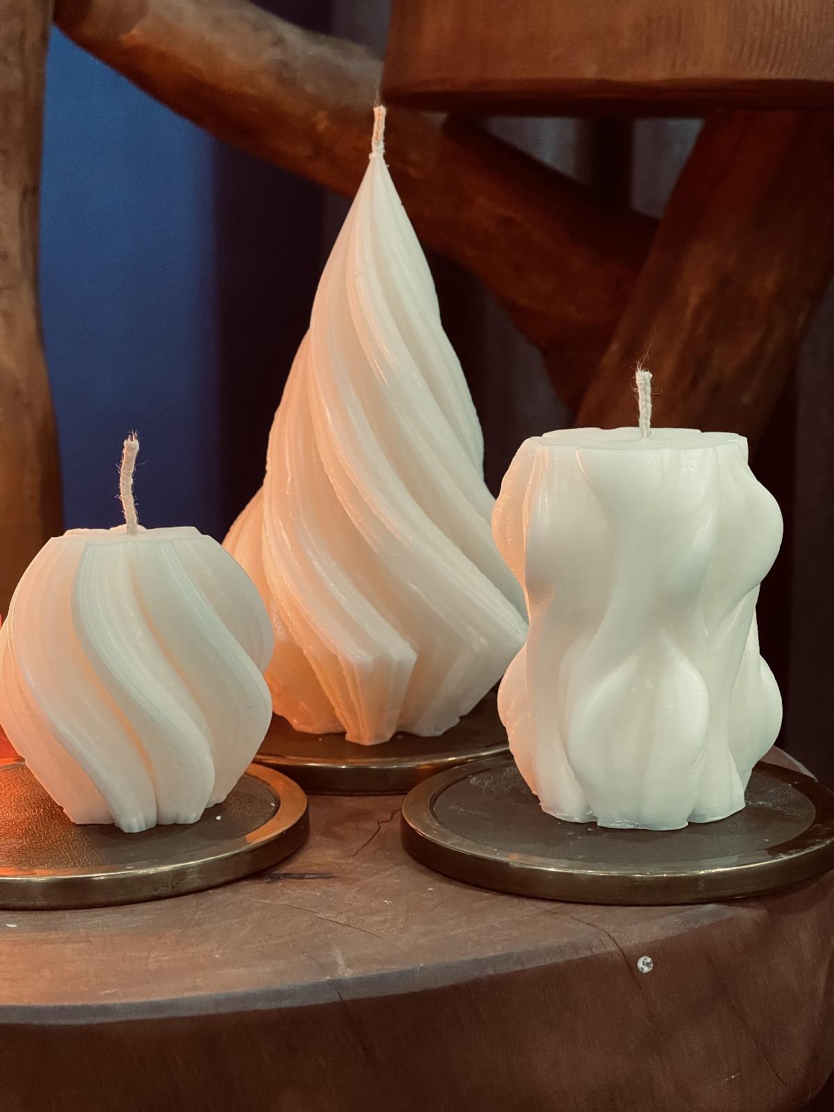 Mumias CandleMumias Candle 3'lü Dalgalı Model & Yılbaşı Ağacı Spiral Model ve Dönence Model Dekoratif Mum Seti