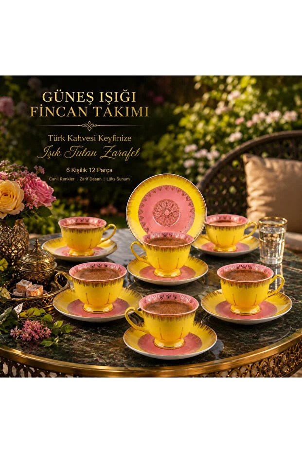 Rose SoleilRosé Soleil 6 Kişilik 12 Parça Türk Kahvesi Fincan Takımı