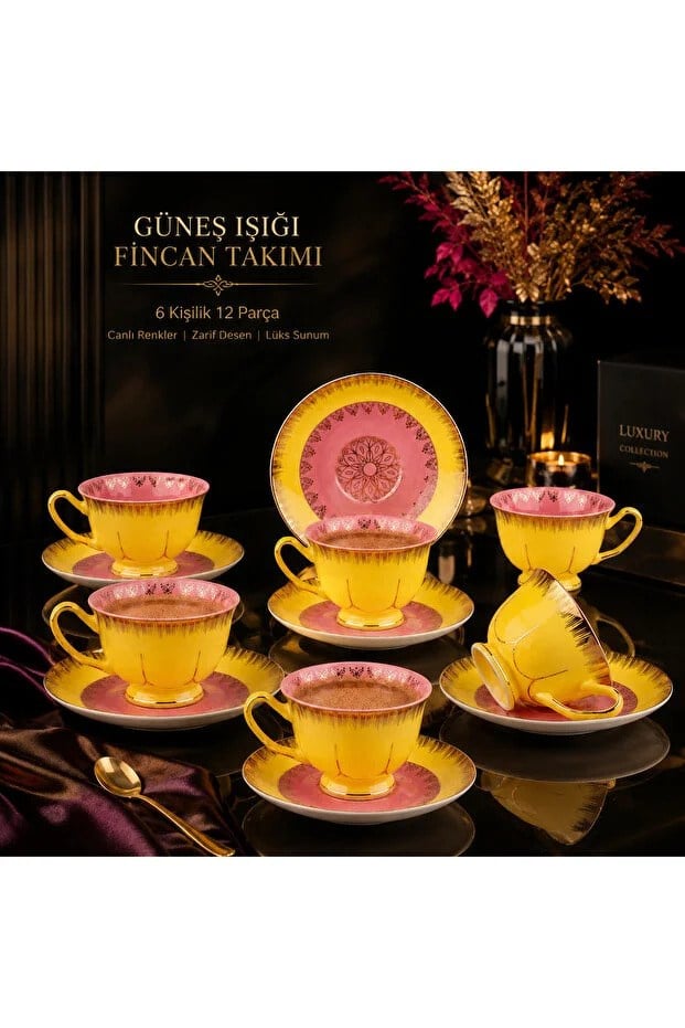 Rose SoleilRosé Soleil 6 Kişilik 12 Parça Türk Kahvesi Fincan Takımı